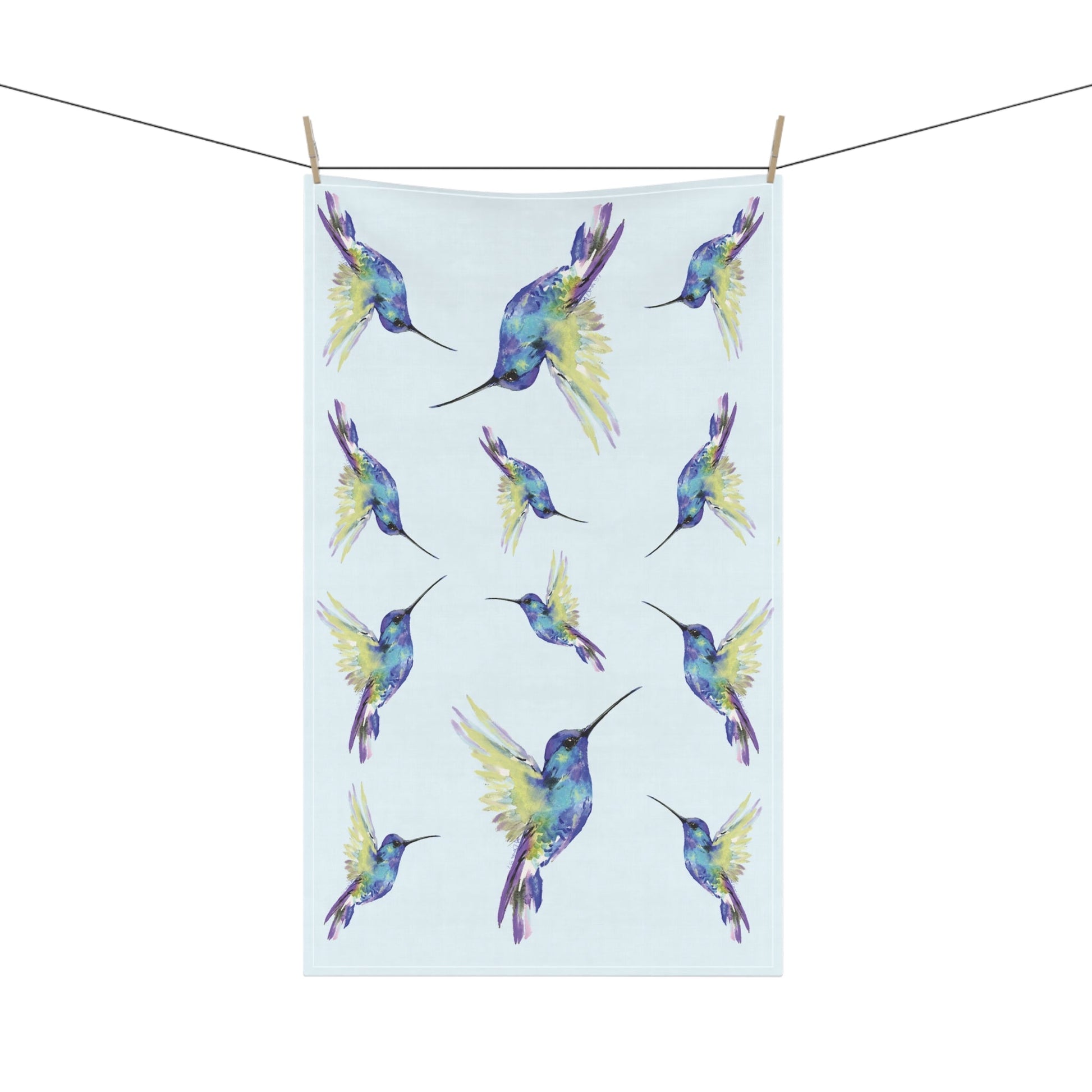 Hummingbird Kitchen Tea Towels - Blue Cava