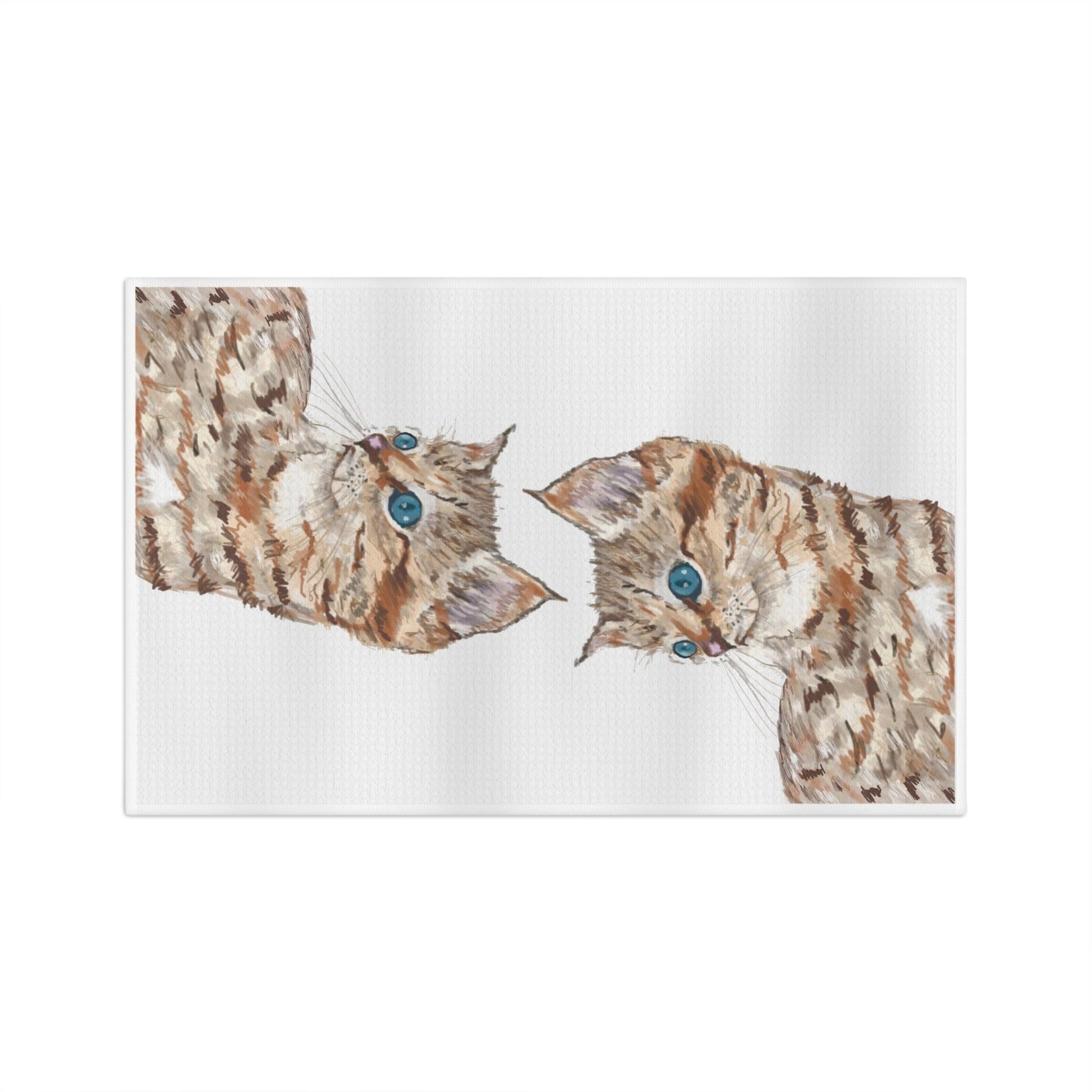 Kitten Microfiber Waffle Towel - Blue Cava