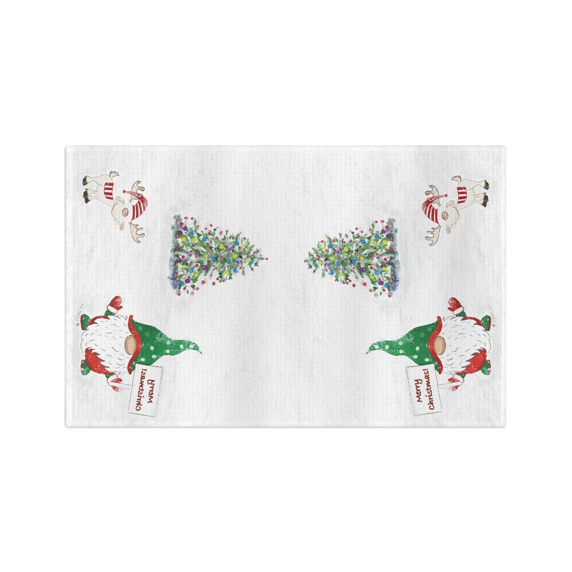 “Kringle and Friend” Christmas Microfiber Tea Towel - Blue Cava