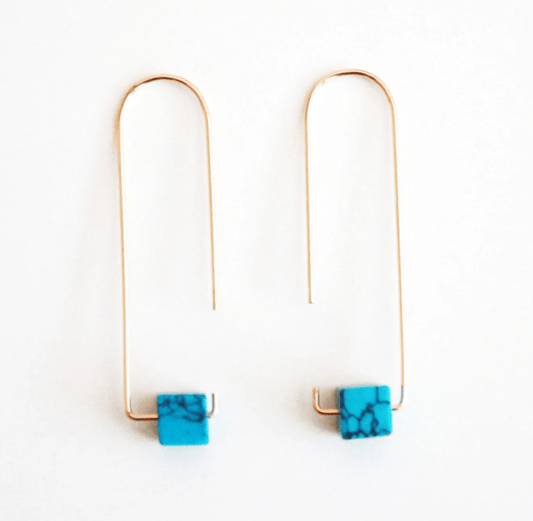Long Hook Blue Onyx Earrings - Hooks and Luxe - Blue Cava