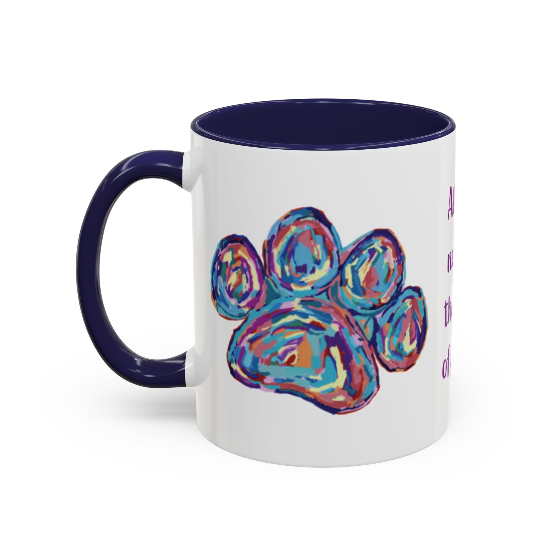 Love Of A Dog Paw Two Tone Coffee Mug (11oz & 15oz) - Blue Cava
