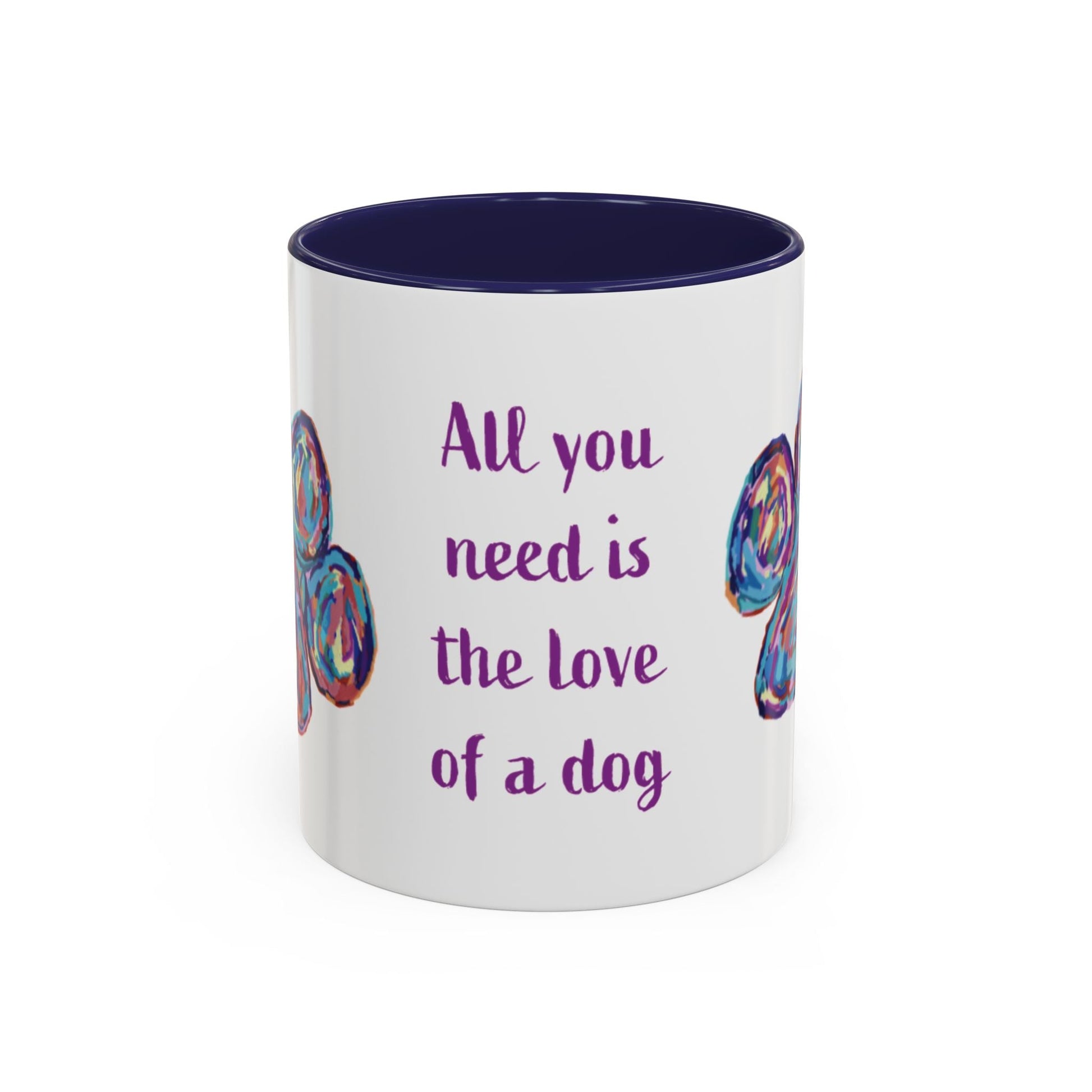 Love Of A Dog Paw Two Tone Coffee Mug (11oz & 15oz) - Blue Cava