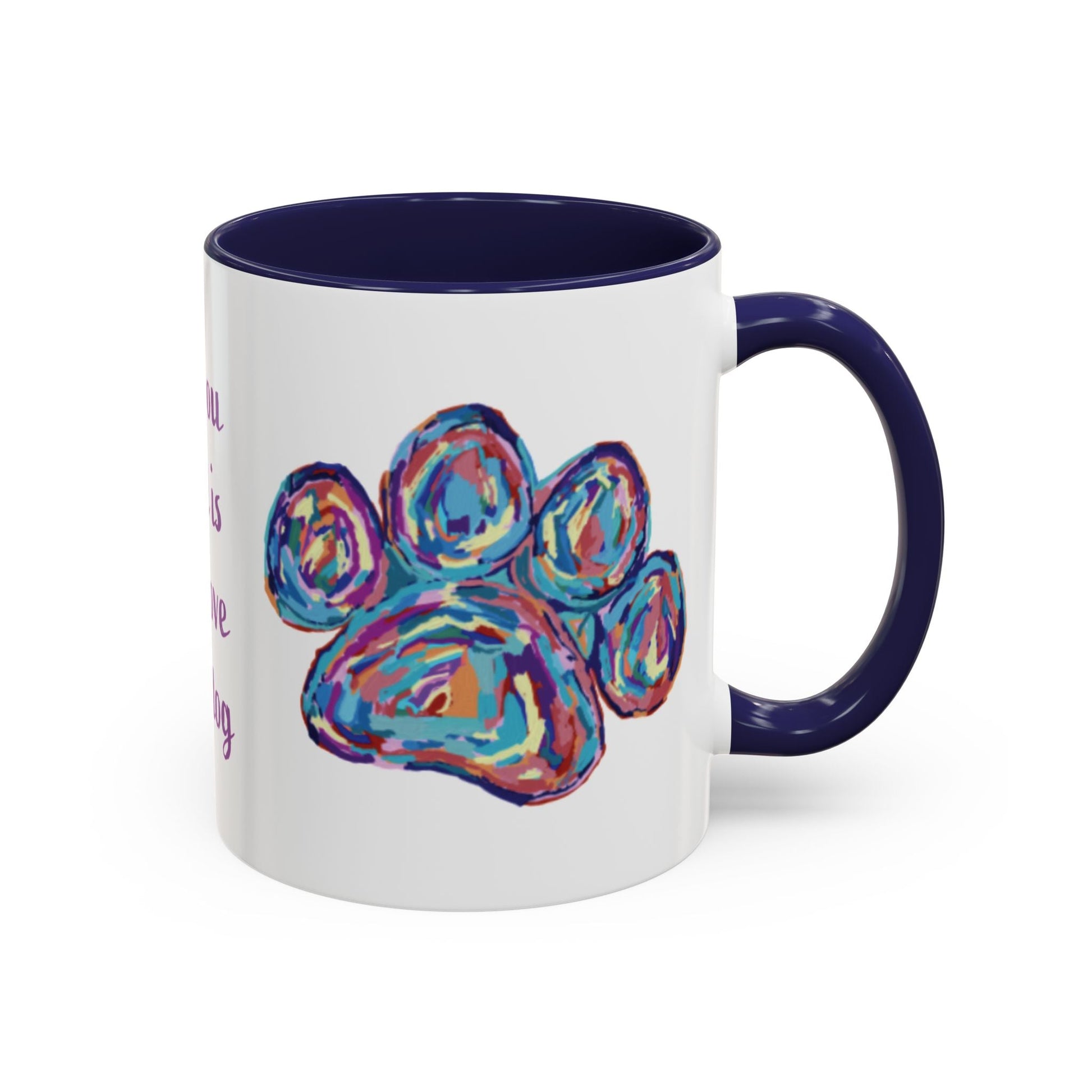 Love Of A Dog Paw Two Tone Coffee Mug (11oz & 15oz) - Blue Cava