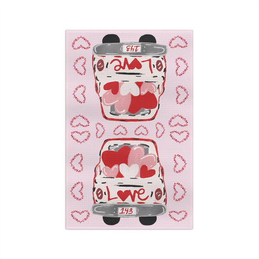 Love Truck Microfiber Waffle Towel - Blue Cava