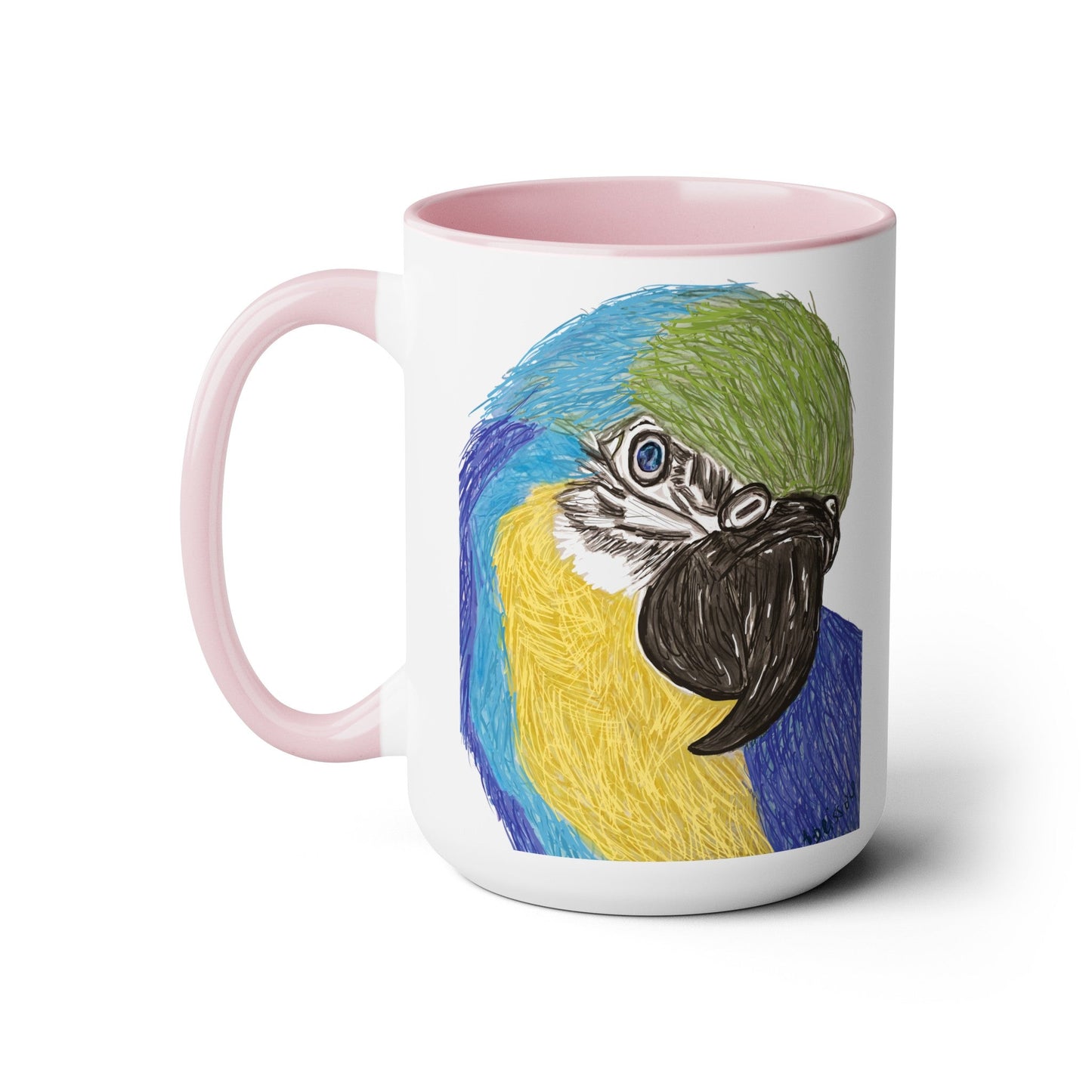 Macaw Two-Tone Coffee Mugs, 15oz - Blue Cava