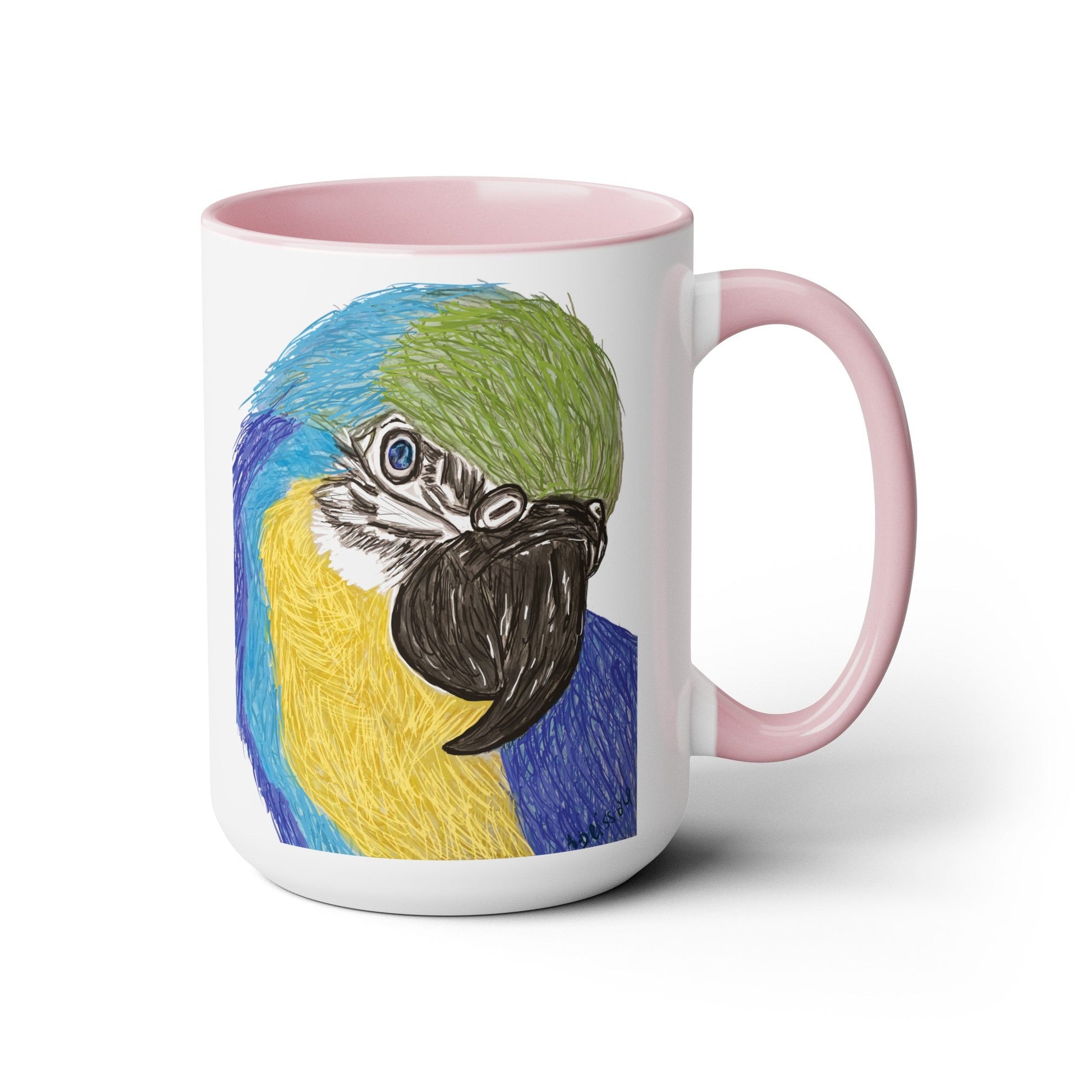 Macaw Two-Tone Coffee Mugs, 15oz - Blue Cava