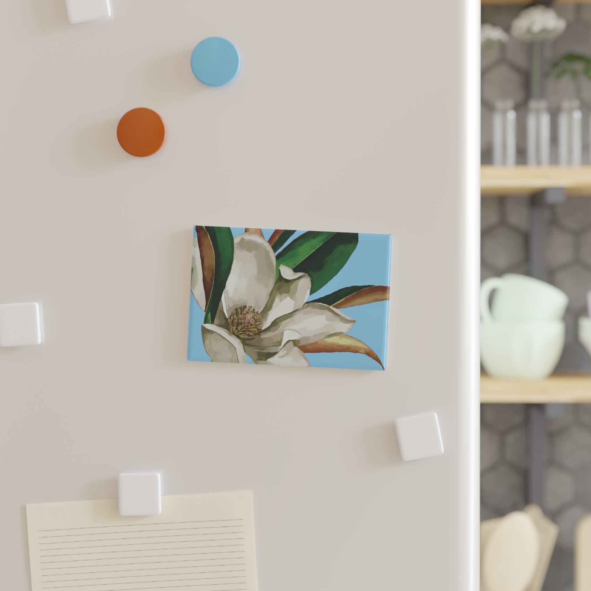 Magnolia Button Magnet, Rectangle (1 & 10 pcs) - Blue Cava
