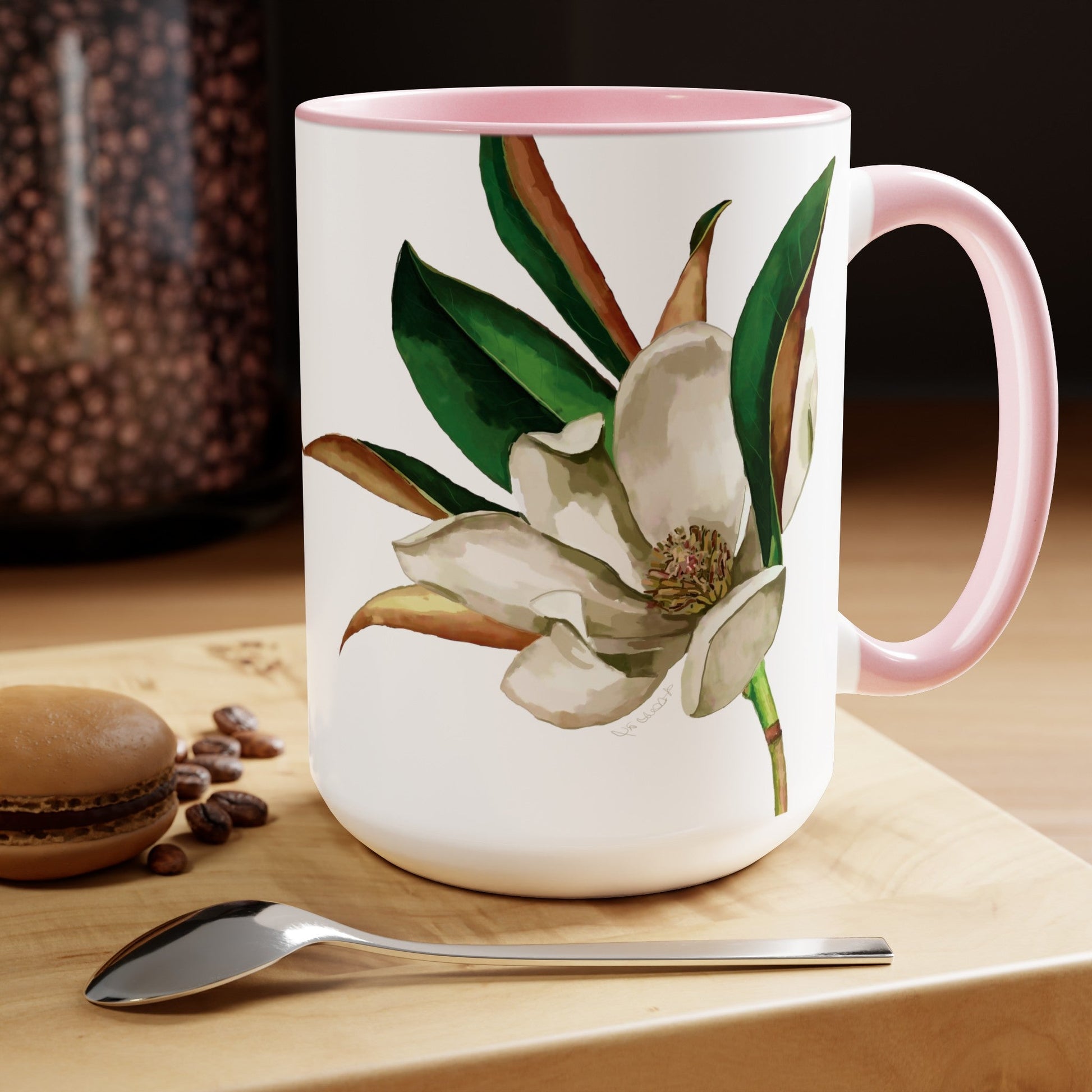 Magnolia Two-Tone Coffee Mugs, 15oz - Blue Cava