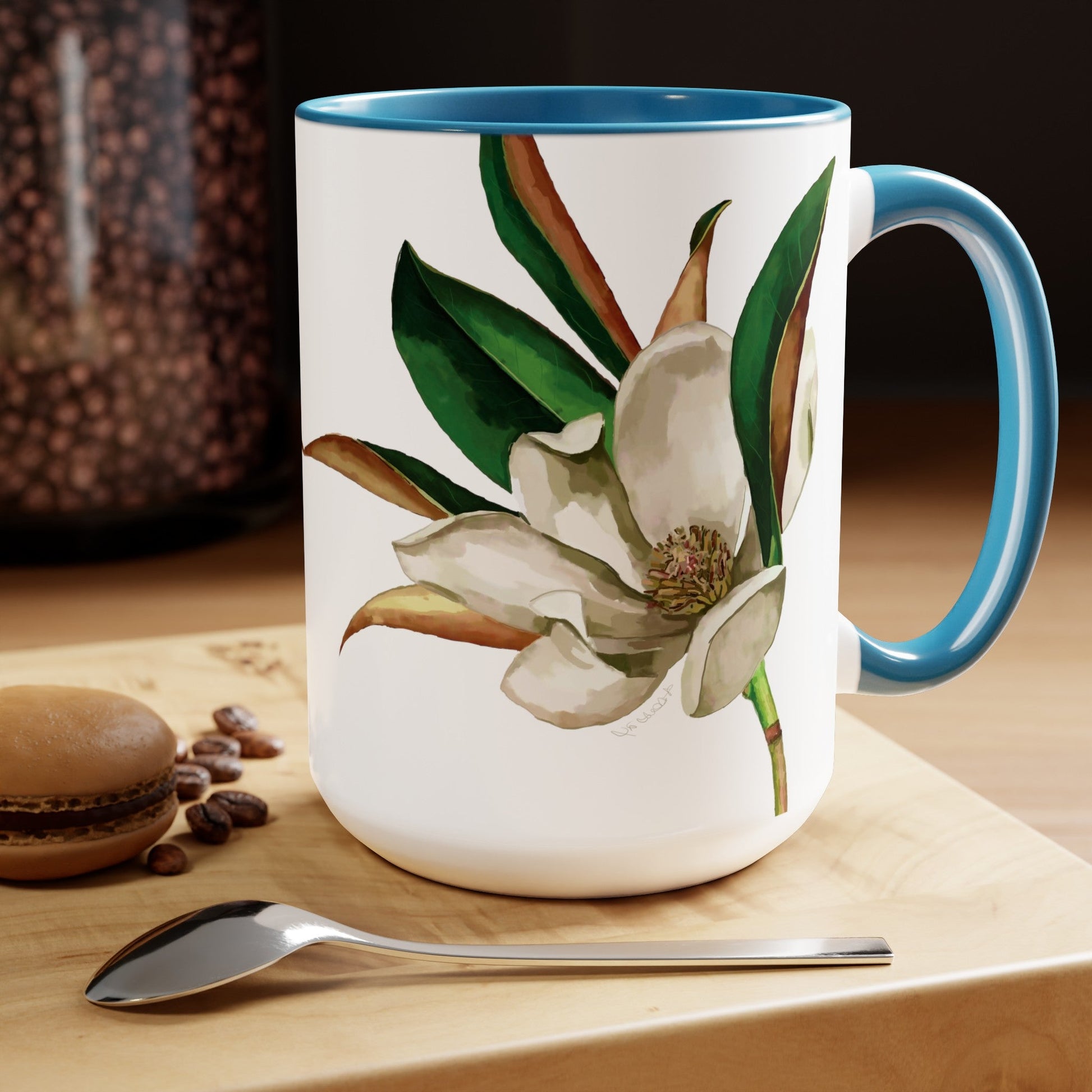 Magnolia Two-Tone Coffee Mugs, 15oz - Blue Cava