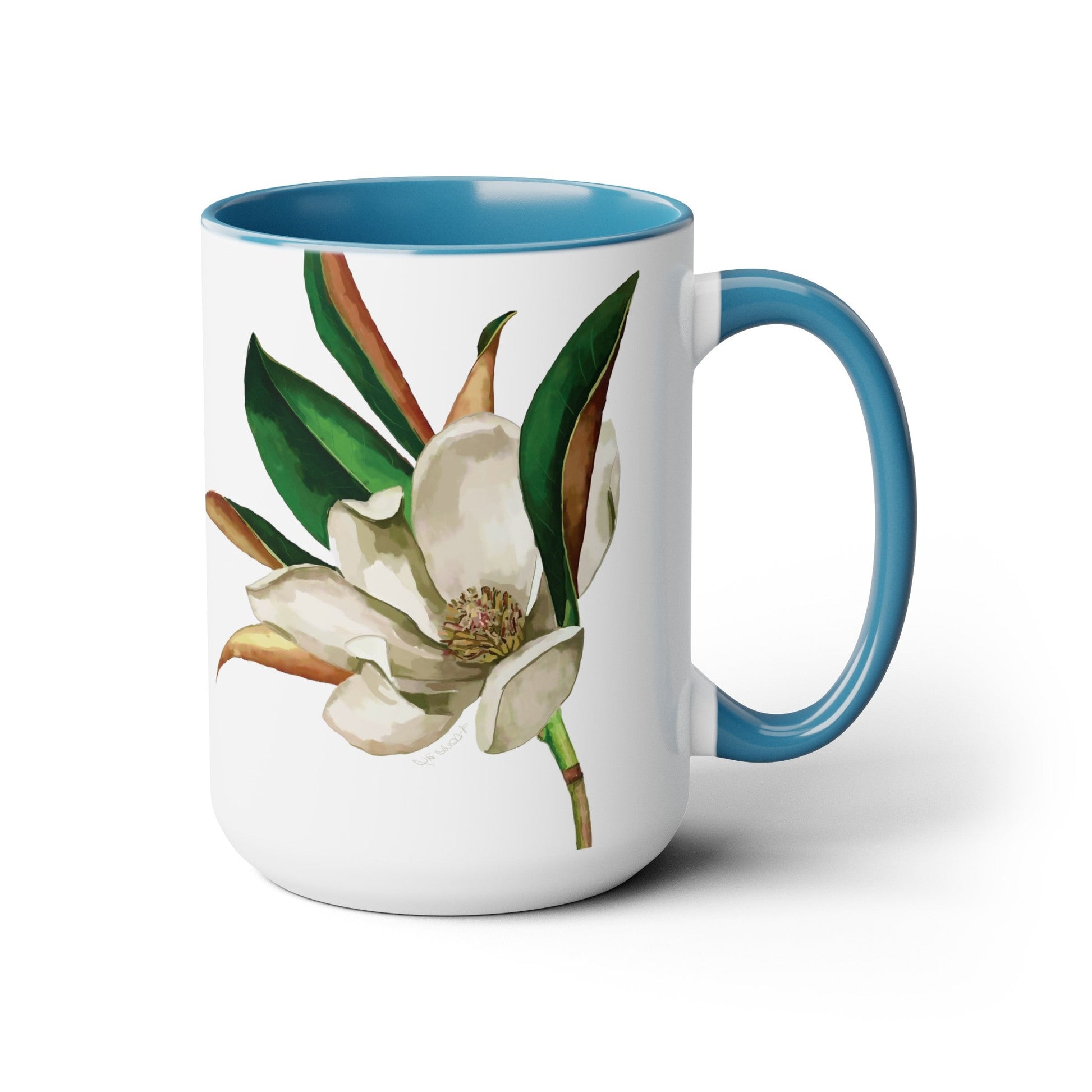 Magnolia Two-Tone Coffee Mugs, 15oz - Blue Cava
