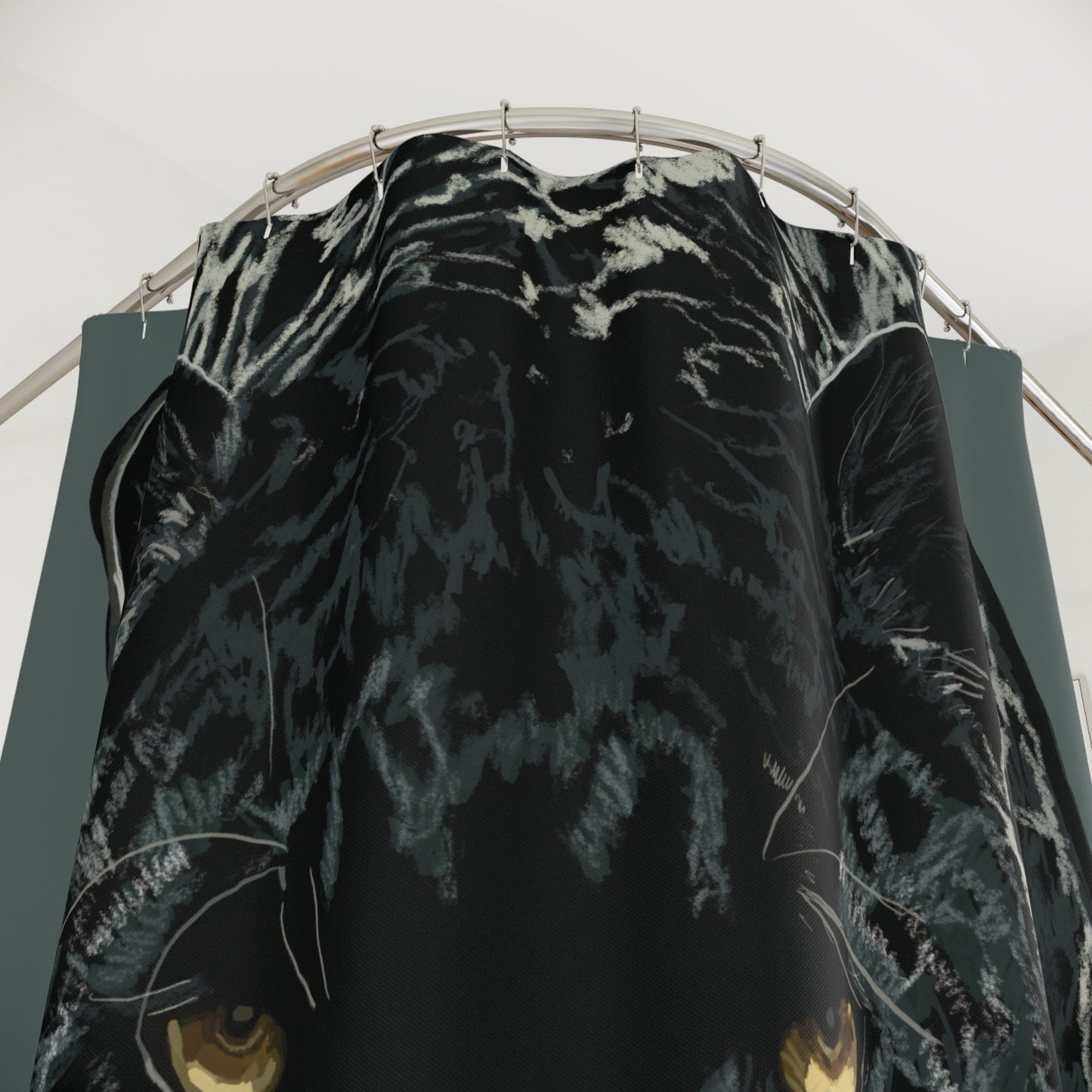 Majestic Black Panther Shower Curtain - Bold Jungle Decor - Blue Cava