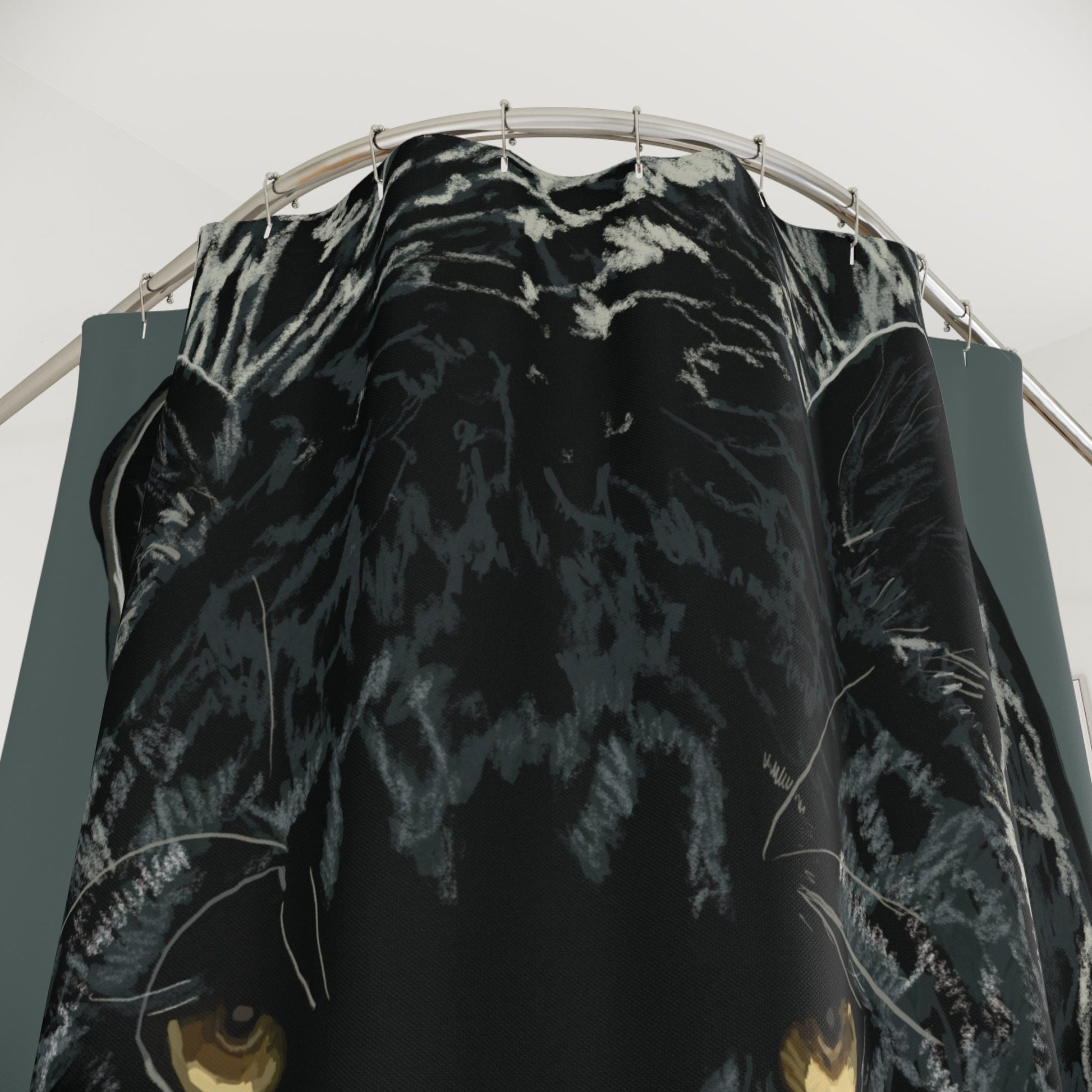 Majestic Black Panther Shower Curtain - Bold Jungle Decor - Blue Cava
