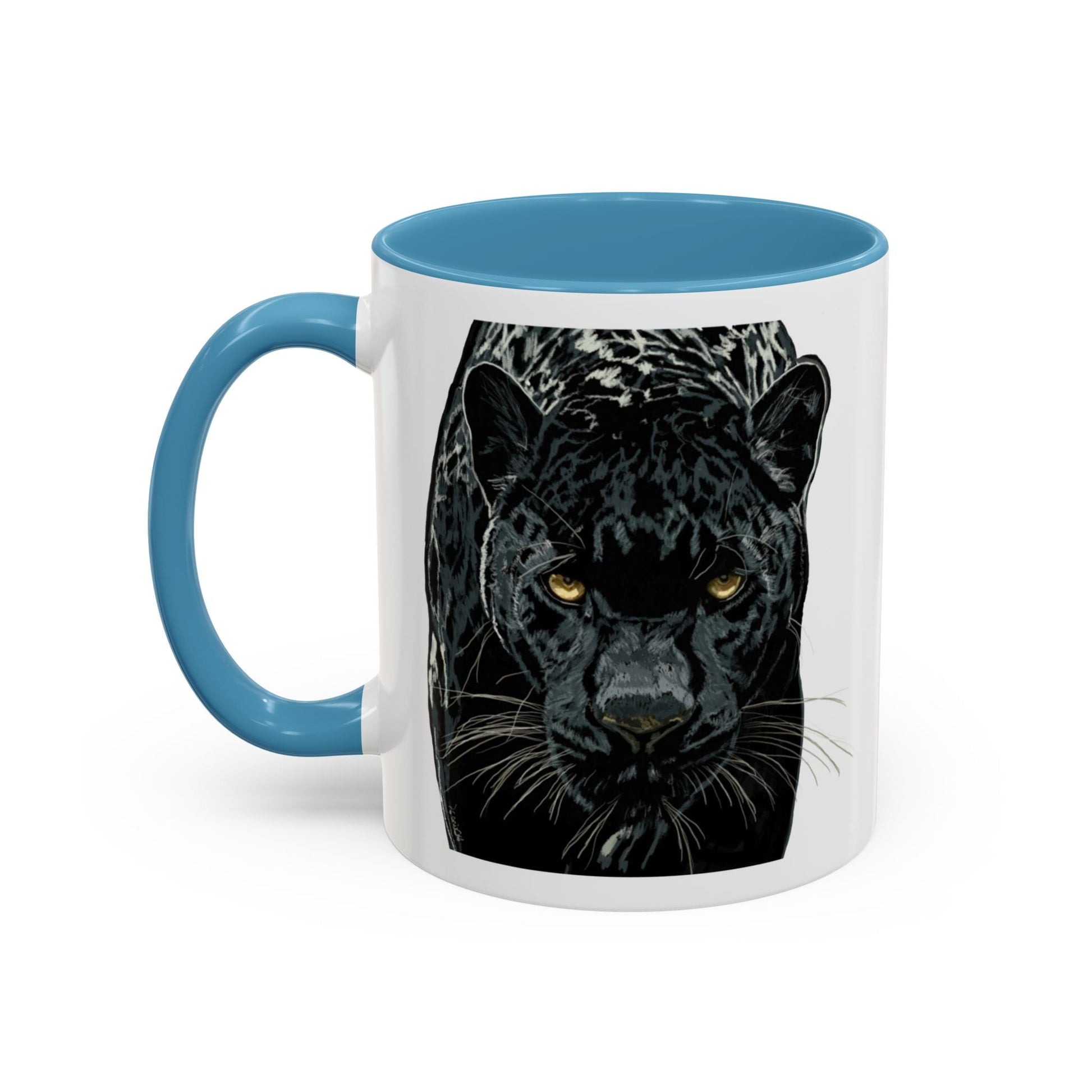 Majestic Black Panther Two Tone Coffee Mug - 11 oz & 15 oz - Blue Cava