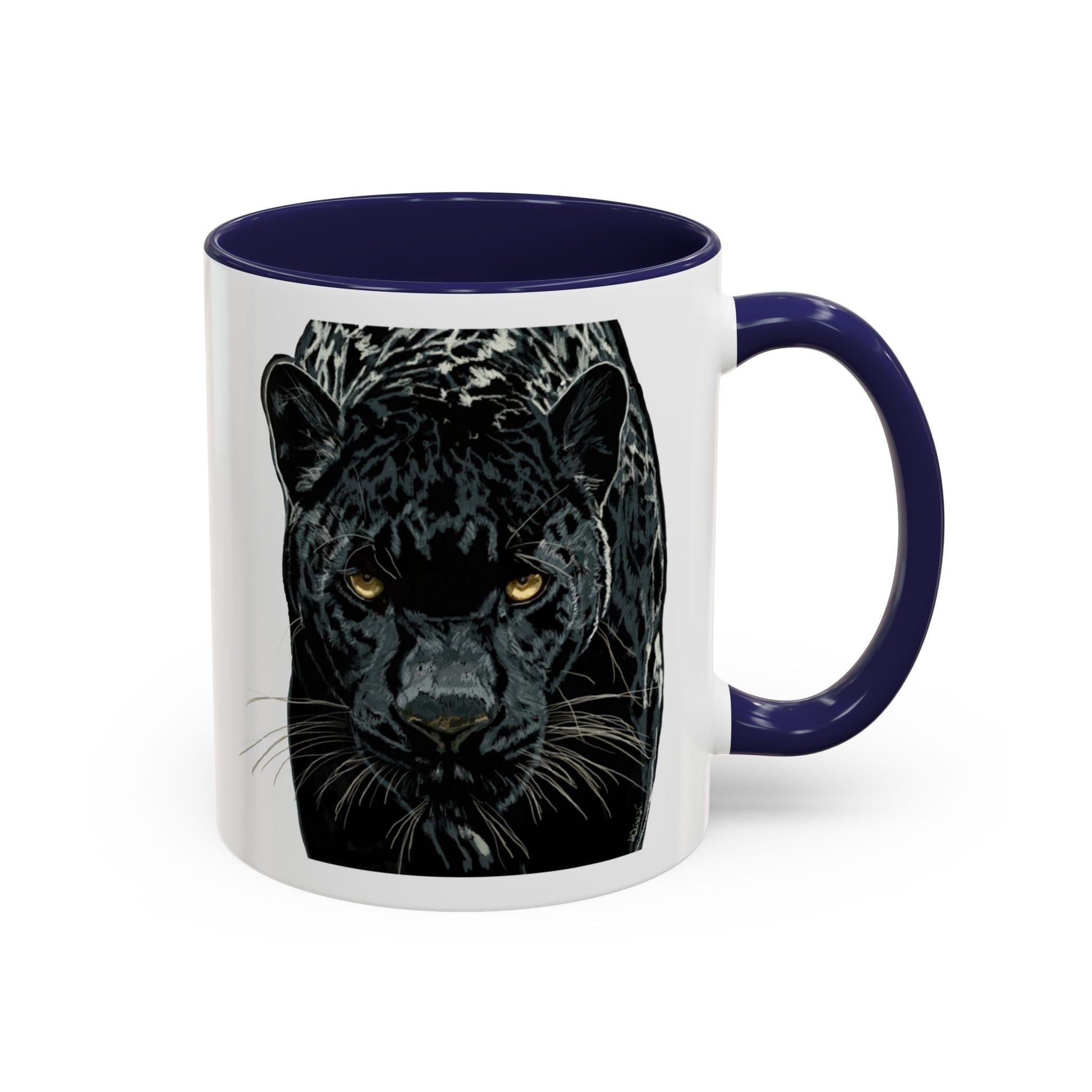 Majestic Black Panther Two Tone Coffee Mug - 11 oz & 15 oz - Blue Cava