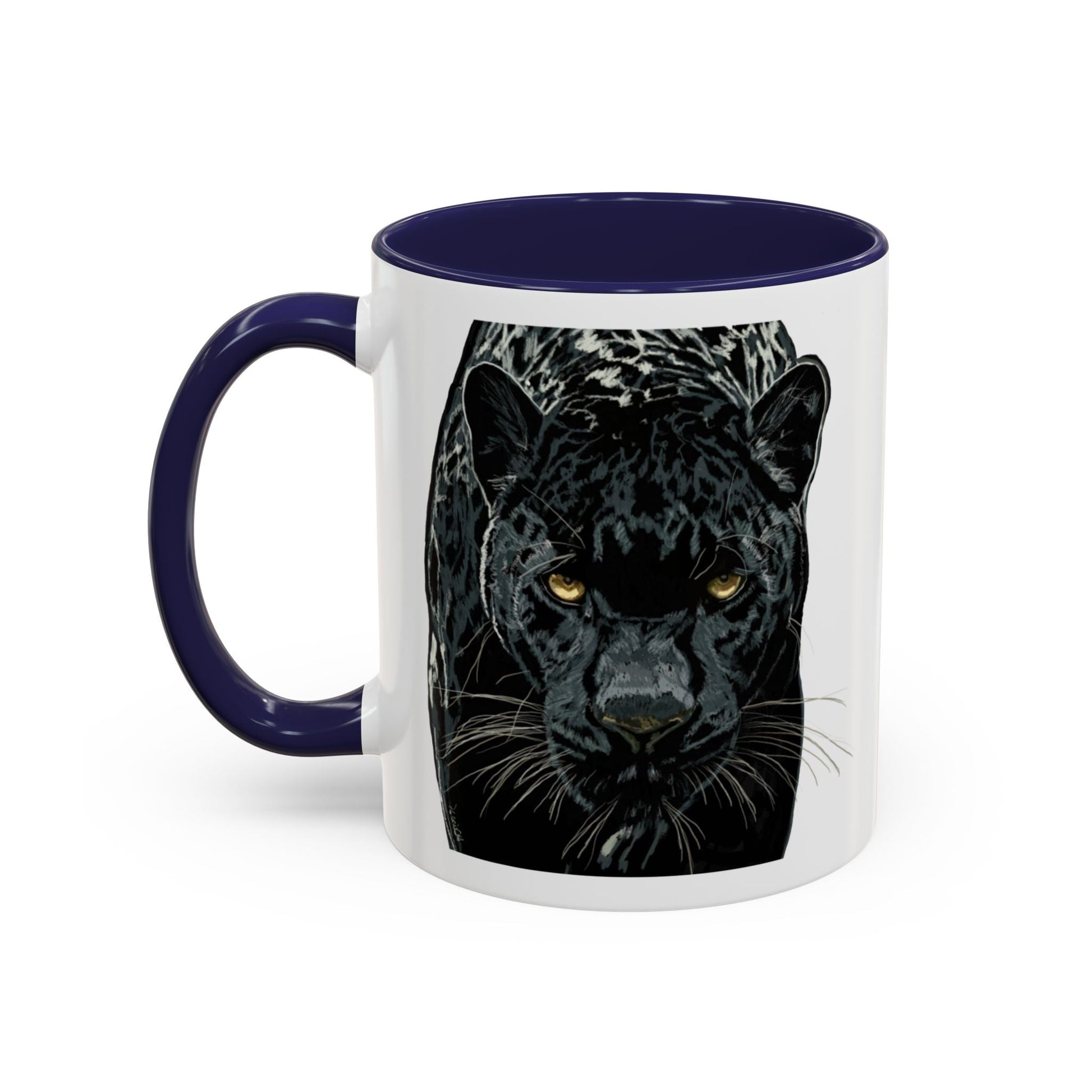 Majestic Black Panther Two Tone Coffee Mug - 11 oz & 15 oz - Blue Cava