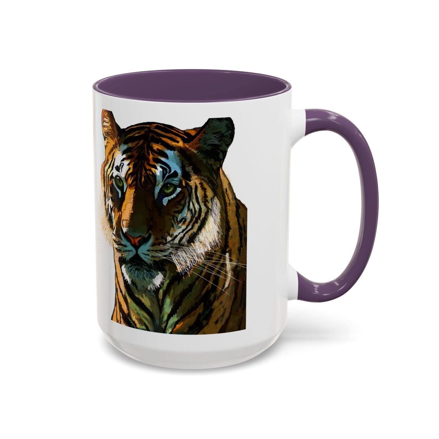 Majestic Tiger Two Tone Ceramic Coffee Mug - 11 oz & 15 oz - Blue Cava