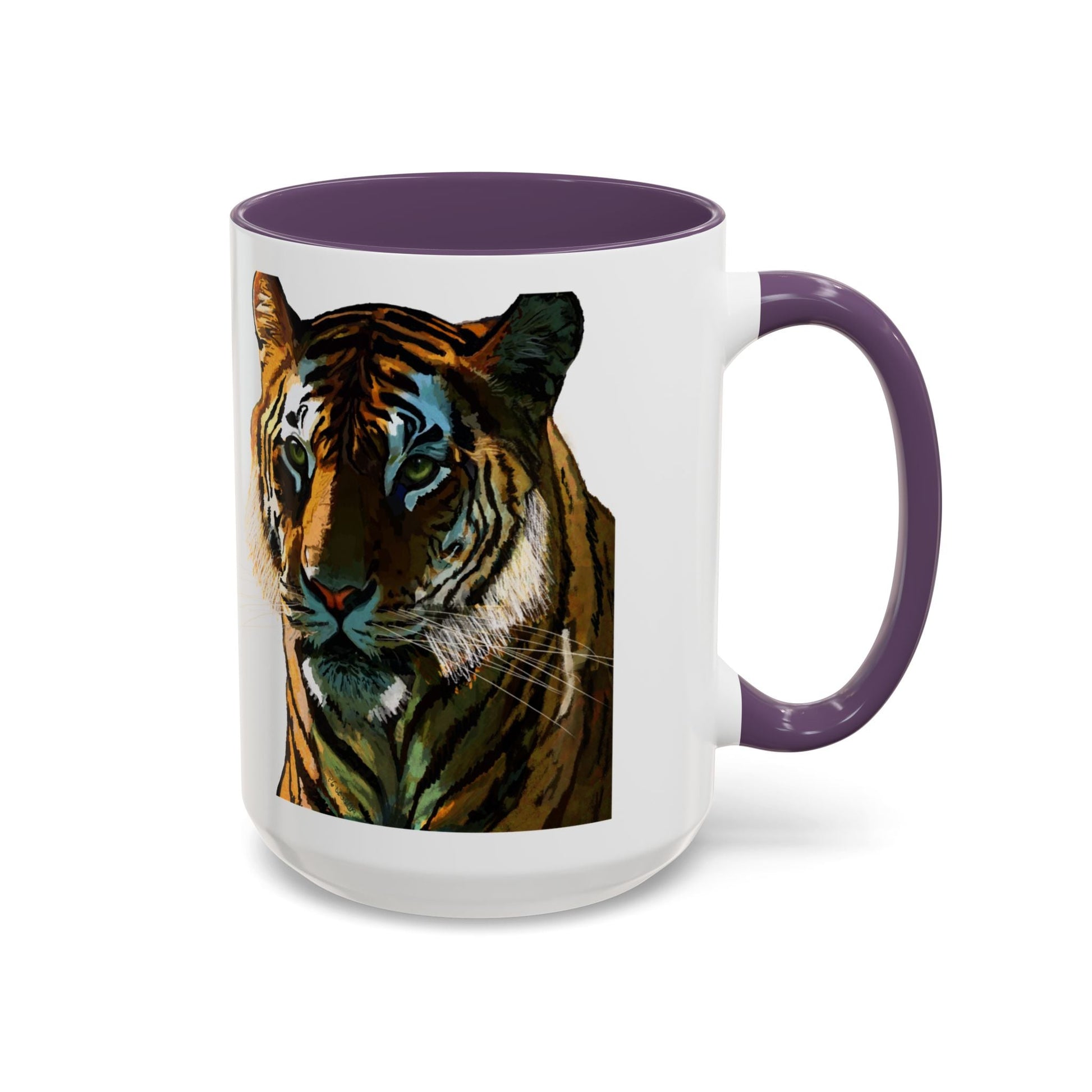Majestic Tiger Two Tone Ceramic Coffee Mug - 11 oz & 15 oz - Blue Cava