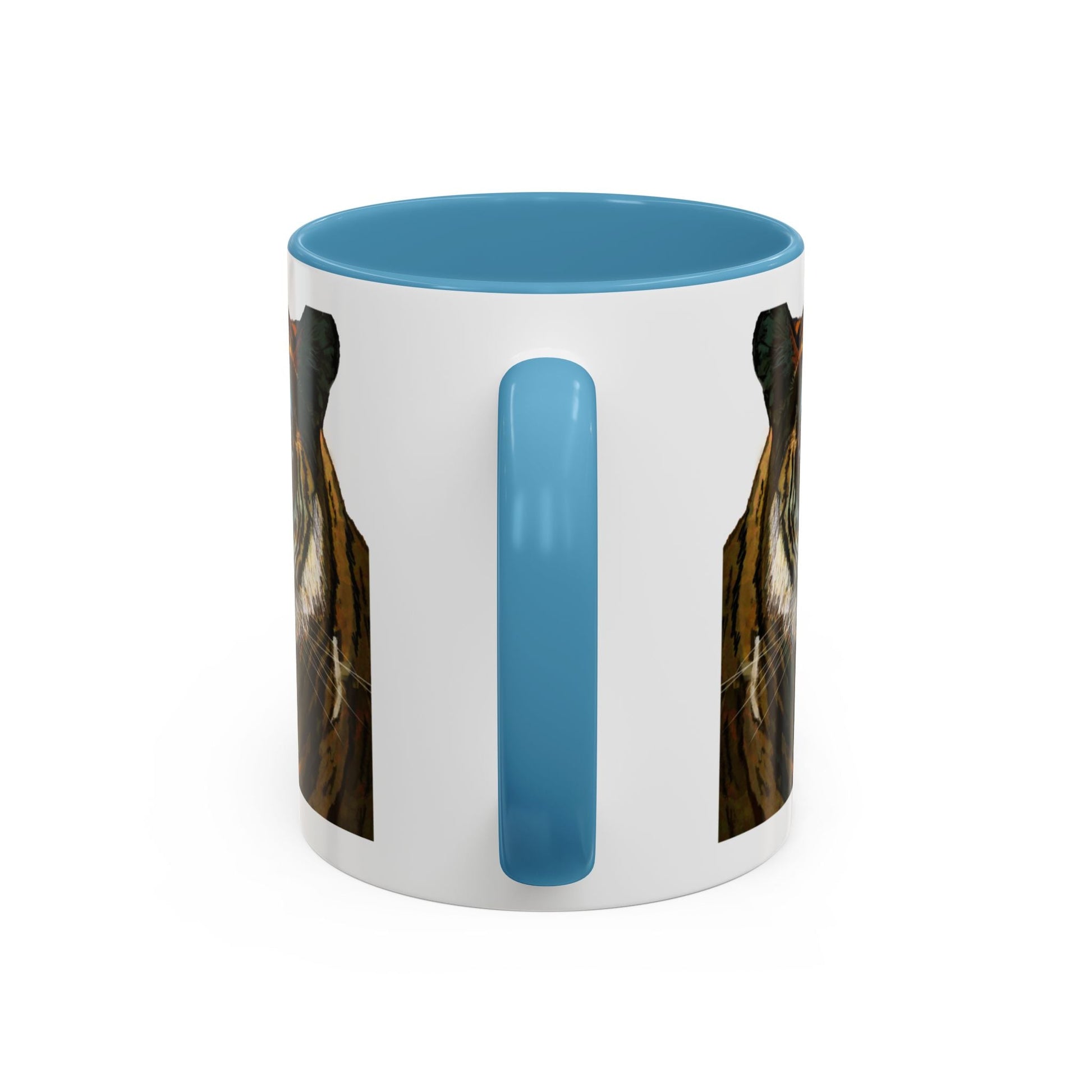 Majestic Tiger Two Tone Ceramic Coffee Mug - 11 oz & 15 oz - Blue Cava