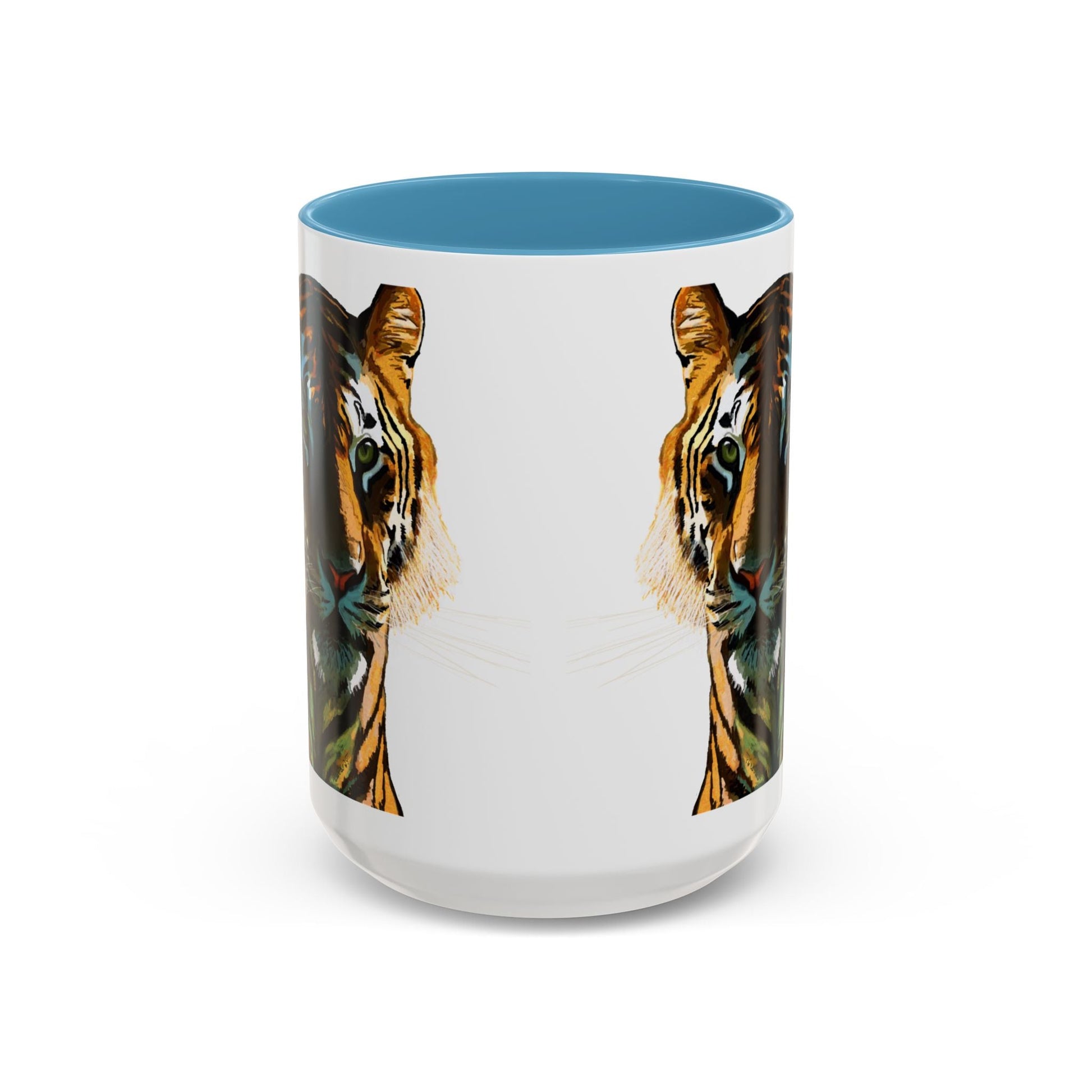 Majestic Tiger Two Tone Ceramic Coffee Mug - 11 oz & 15 oz - Blue Cava