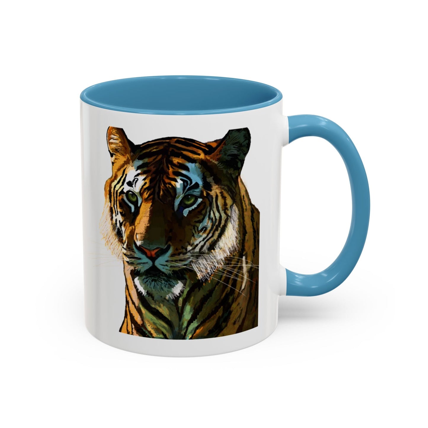 Majestic Tiger Two Tone Ceramic Coffee Mug - 11 oz & 15 oz - Blue Cava
