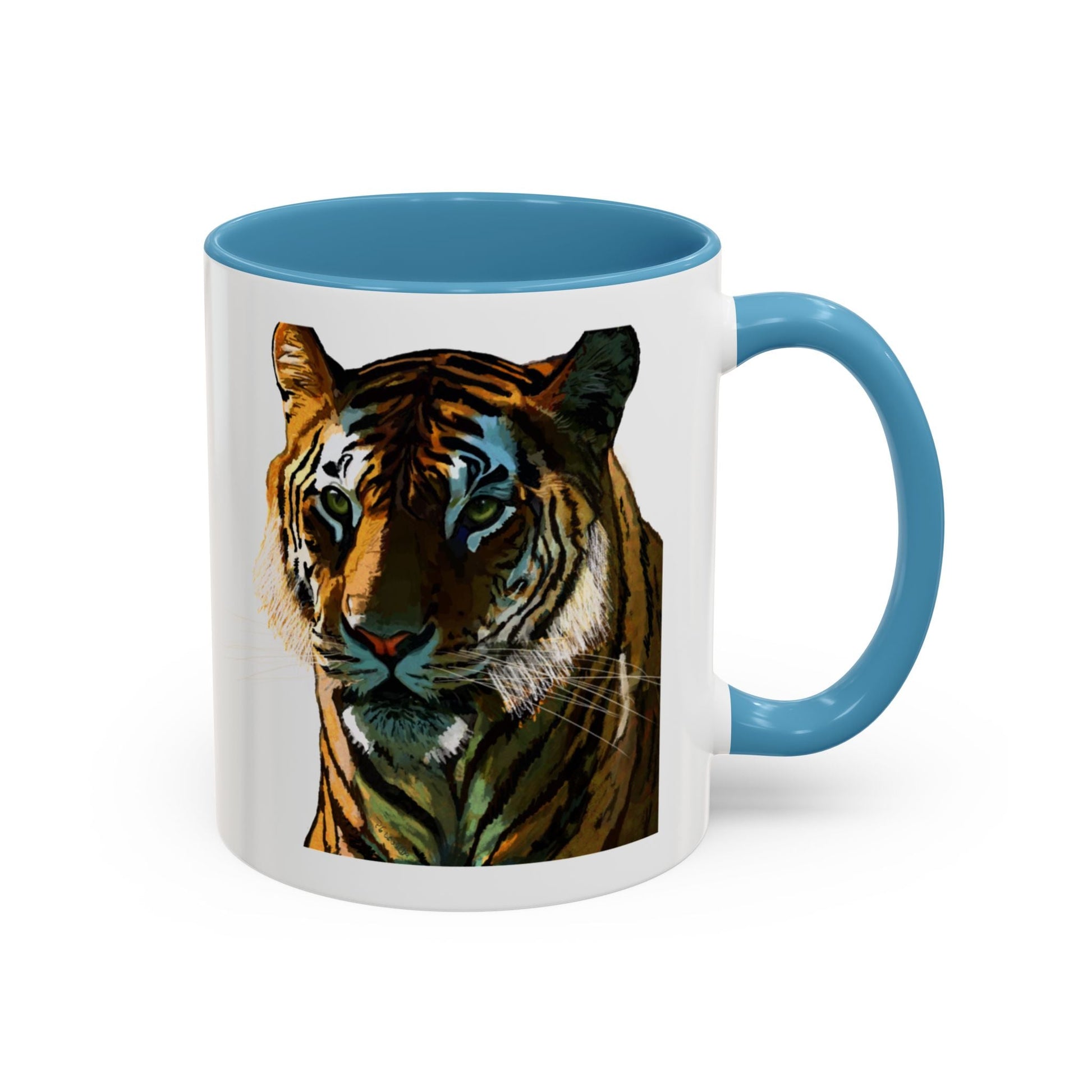 Majestic Tiger Two Tone Ceramic Coffee Mug - 11 oz & 15 oz - Blue Cava