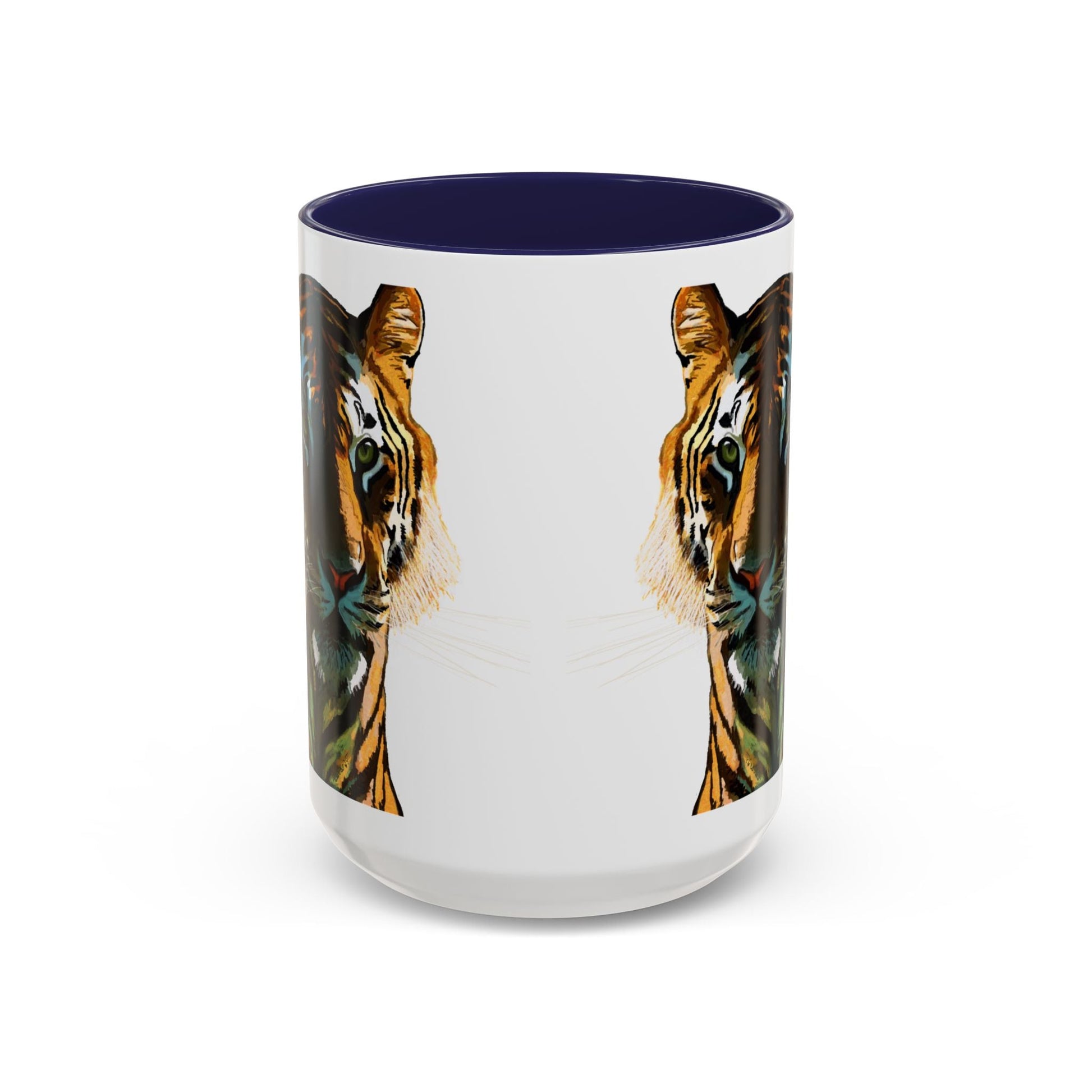 Majestic Tiger Two Tone Ceramic Coffee Mug - 11 oz & 15 oz - Blue Cava