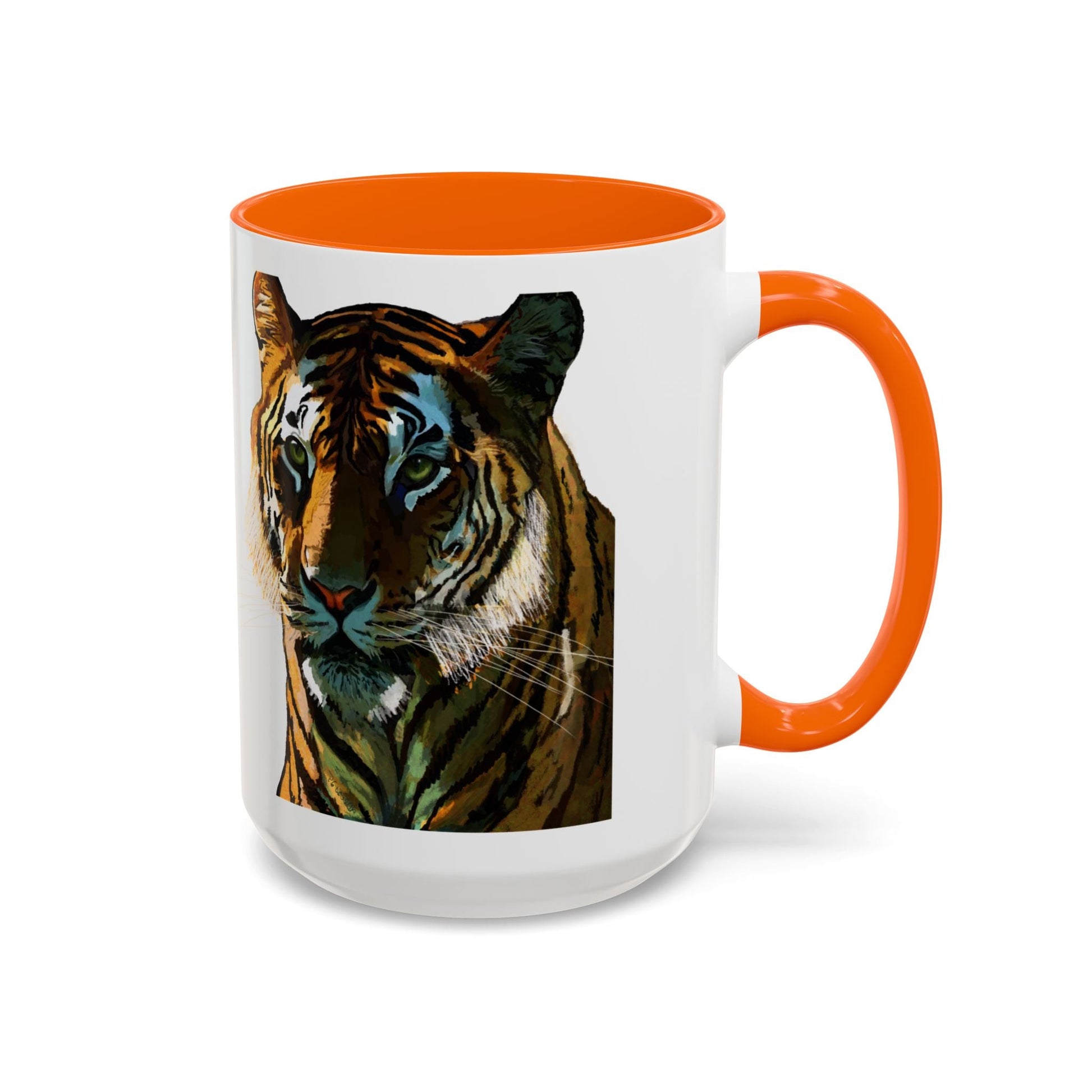 Majestic Tiger Two Tone Ceramic Coffee Mug - 11 oz & 15 oz - Blue Cava