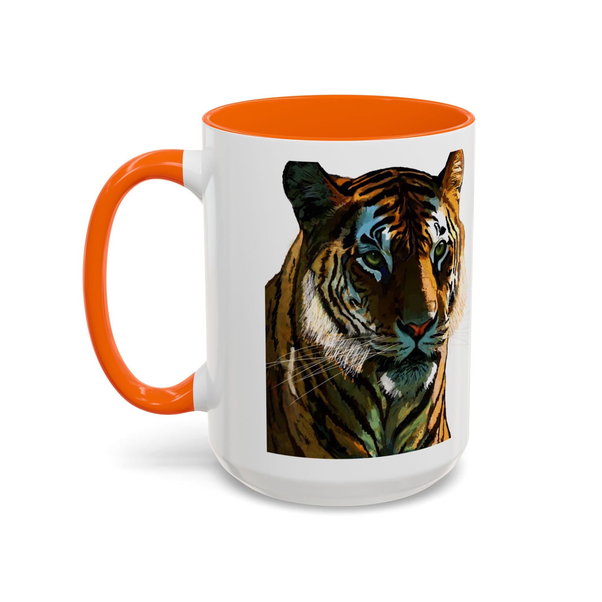 Majestic Tiger Two Tone Ceramic Coffee Mug - 11 oz & 15 oz - Blue Cava
