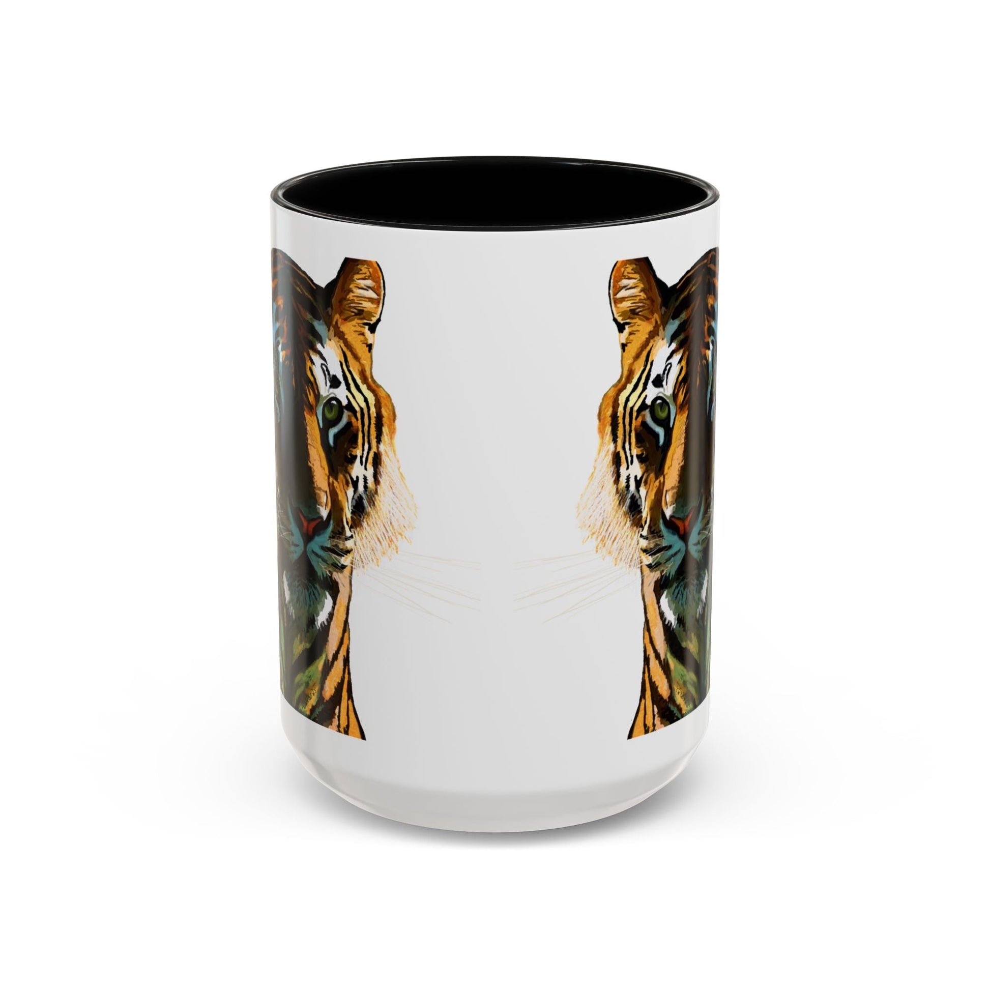 Majestic Tiger Two Tone Ceramic Coffee Mug - 11 oz & 15 oz - Blue Cava