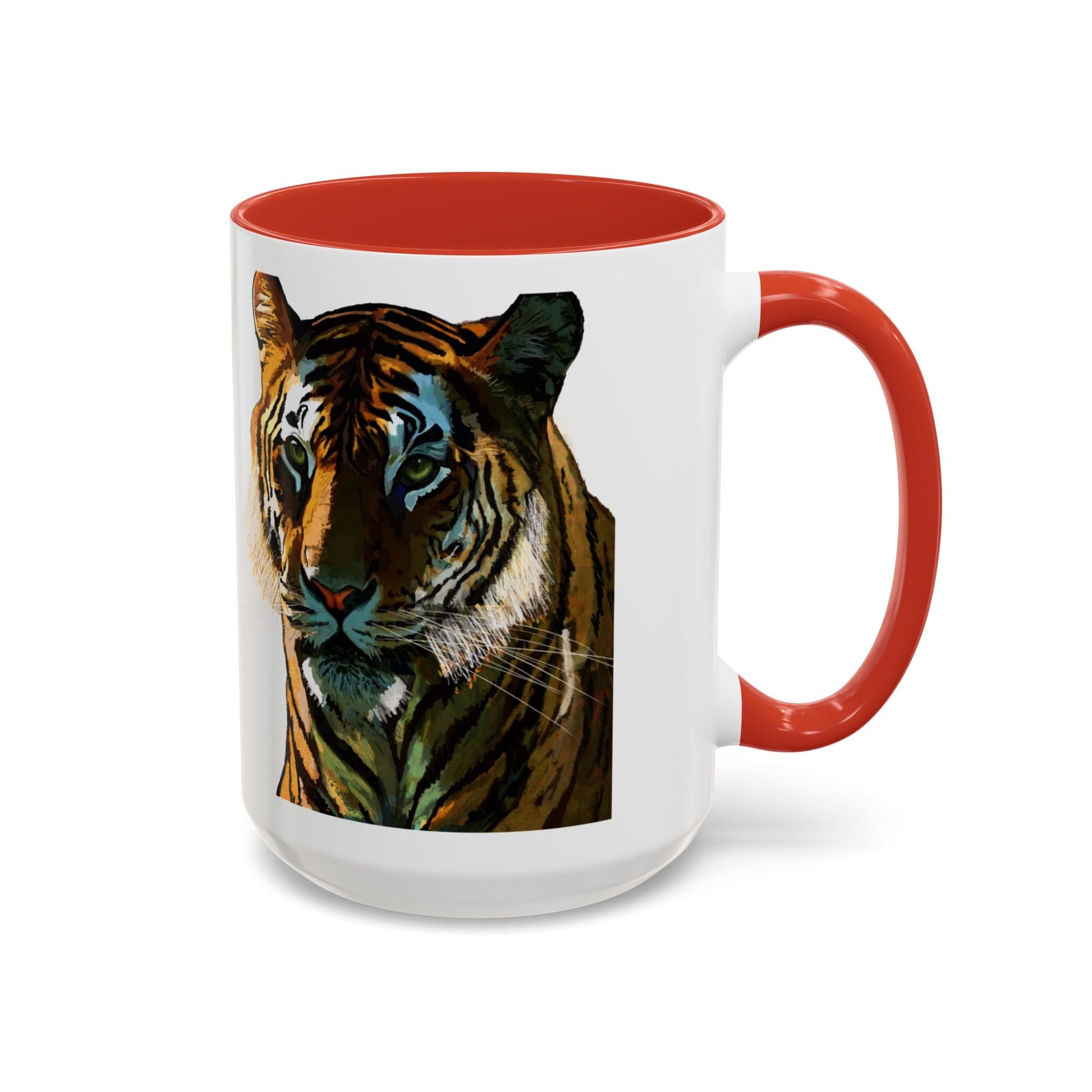 Majestic Tiger Two Tone Ceramic Coffee Mug - 11 oz & 15 oz - Blue Cava