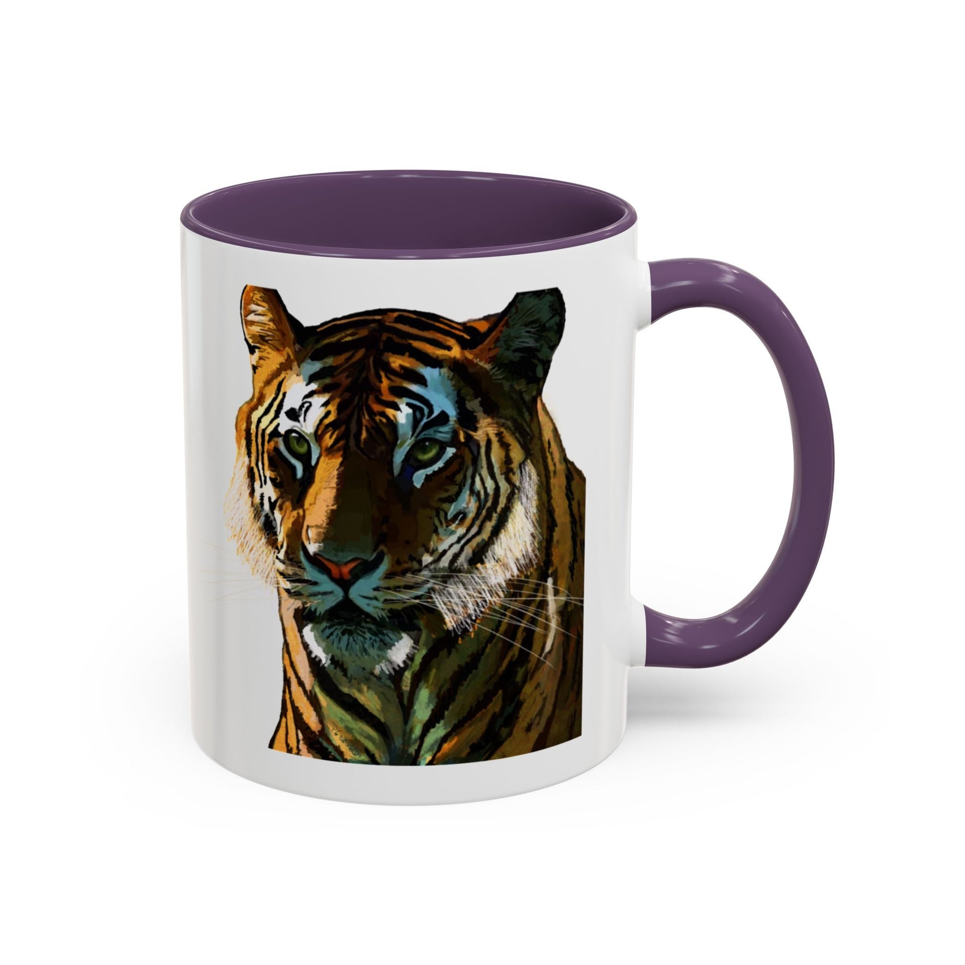 Majestic Tiger Two Tone Ceramic Coffee Mug - 11 oz & 15 oz - Blue Cava