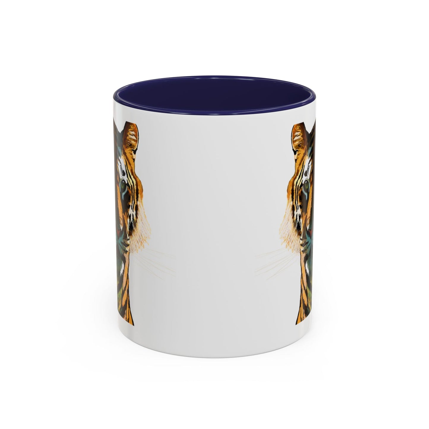 Majestic Tiger Two Tone Ceramic Coffee Mug - 11 oz & 15 oz - Blue Cava
