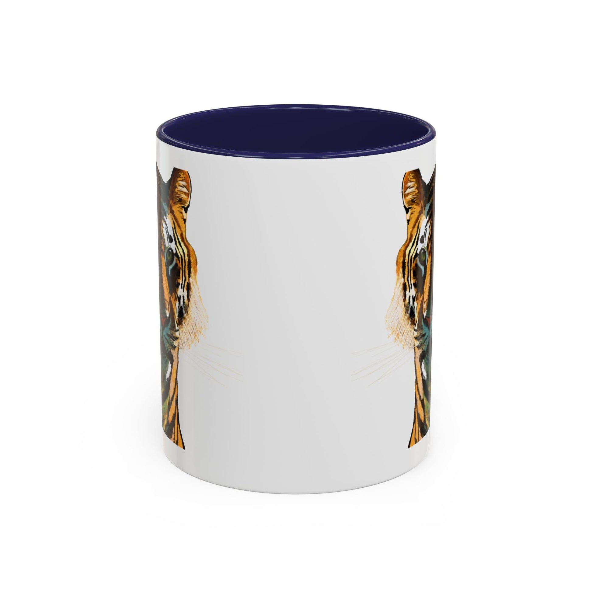 Majestic Tiger Two Tone Ceramic Coffee Mug - 11 oz & 15 oz - Blue Cava