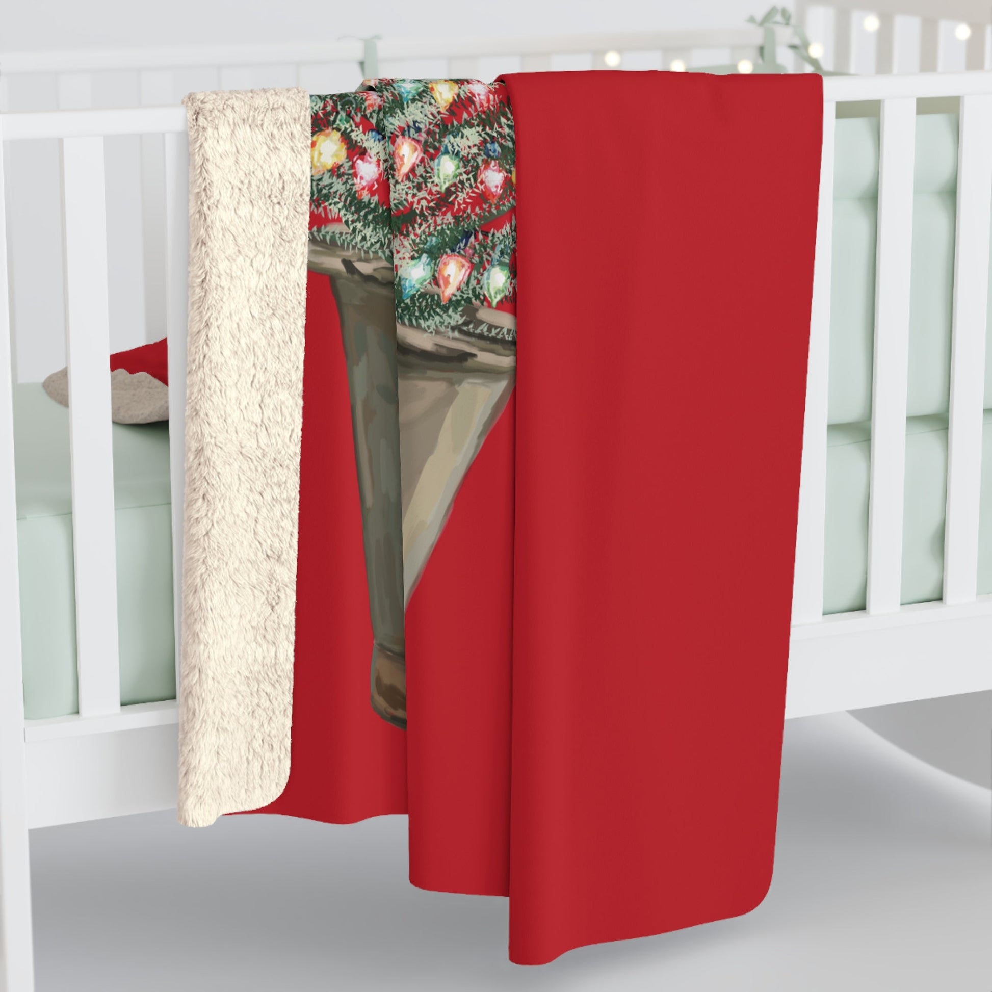 60" x 80" Merry and Bright sherpa blanket open