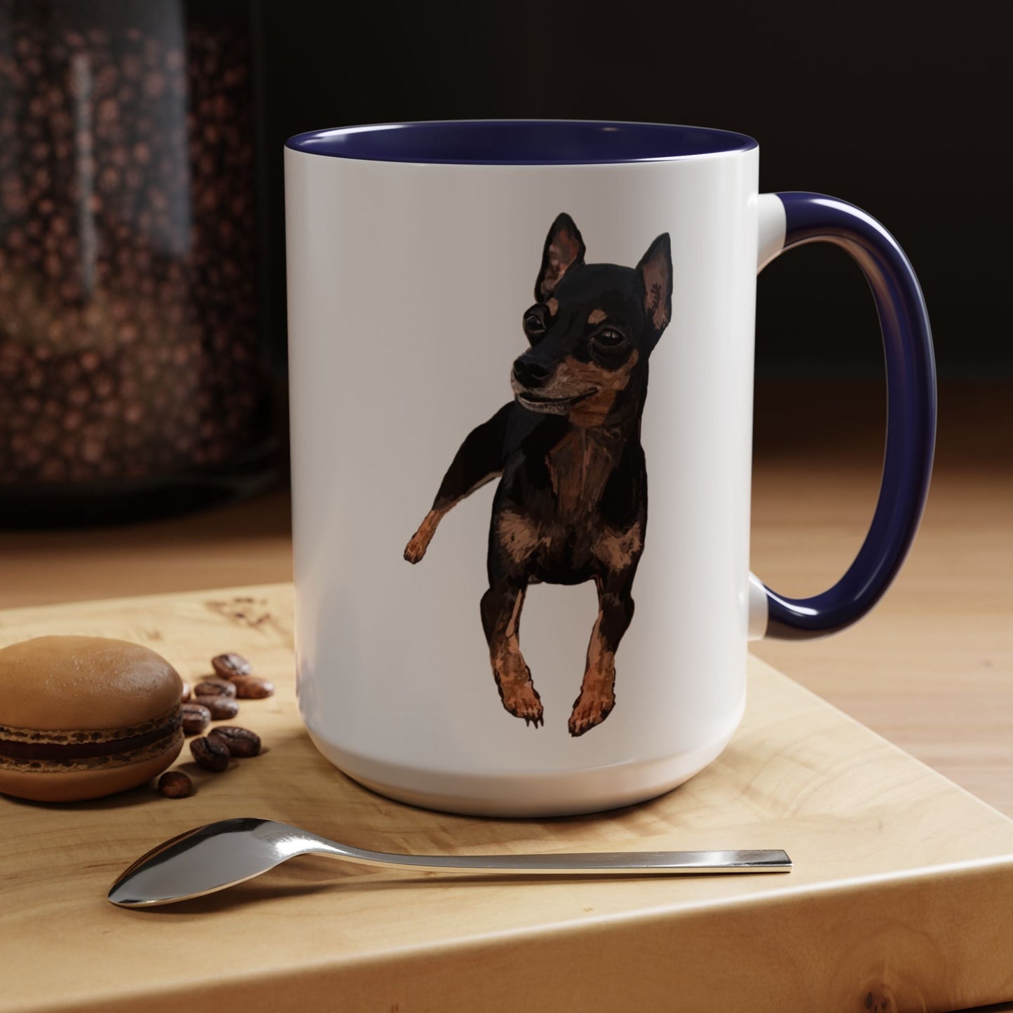 Miniature Pincher Two Tone Ceramic Mug - 11 oz. & 15 oz. - Blue Cava