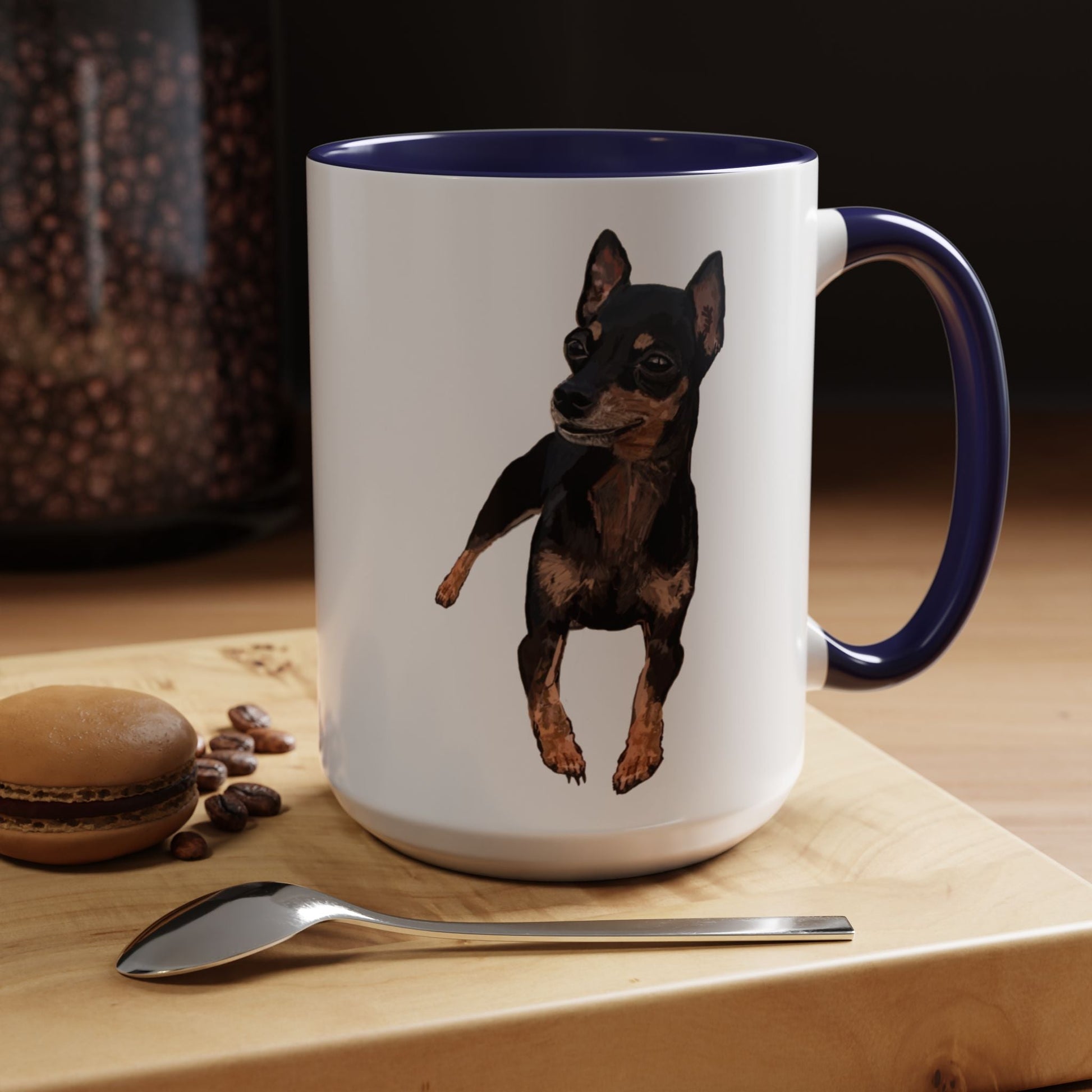 Miniature Pincher Two Tone Ceramic Mug - 11 oz. & 15 oz. - Blue Cava