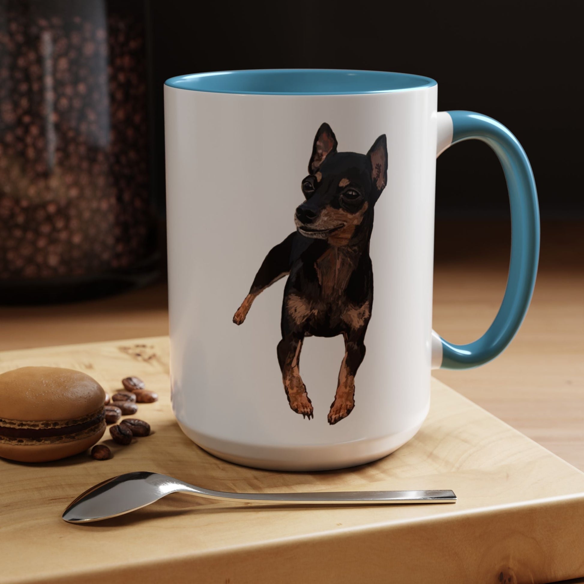 Miniature Pincher Two Tone Ceramic Mug - 11 oz. & 15 oz. - Blue Cava
