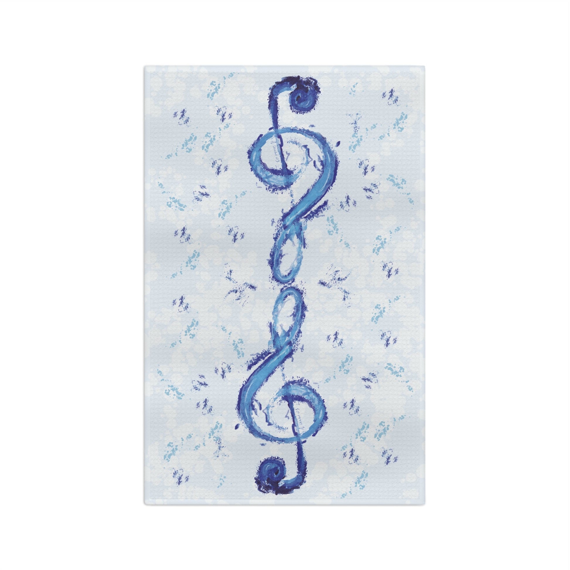 Music Note Microfiber Waffle Towel - Blue Cava
