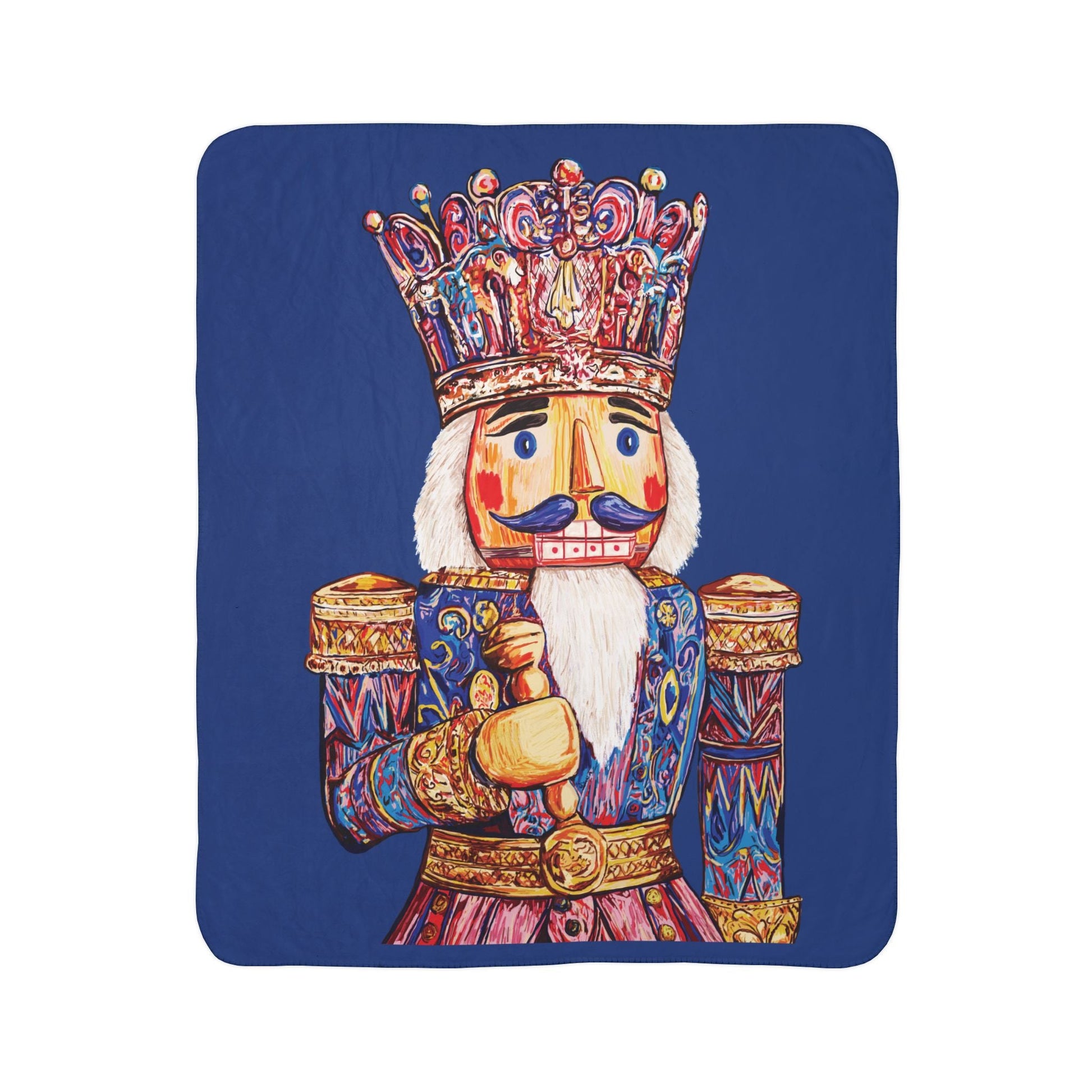 Nutcracker Fleece Sherpa Throw Blanket - Blue Cava