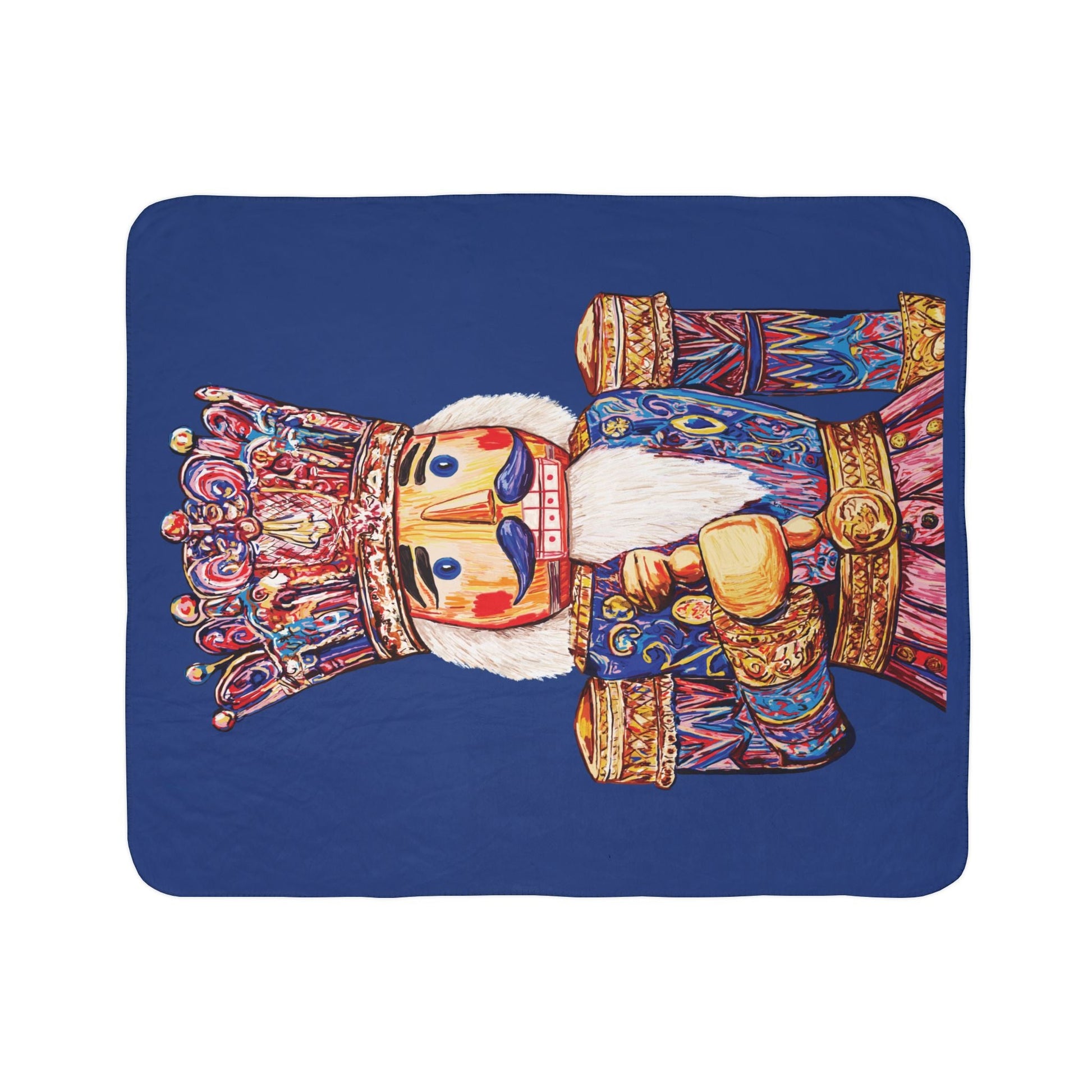 Nutcracker Fleece Sherpa Throw Blanket - Blue Cava
