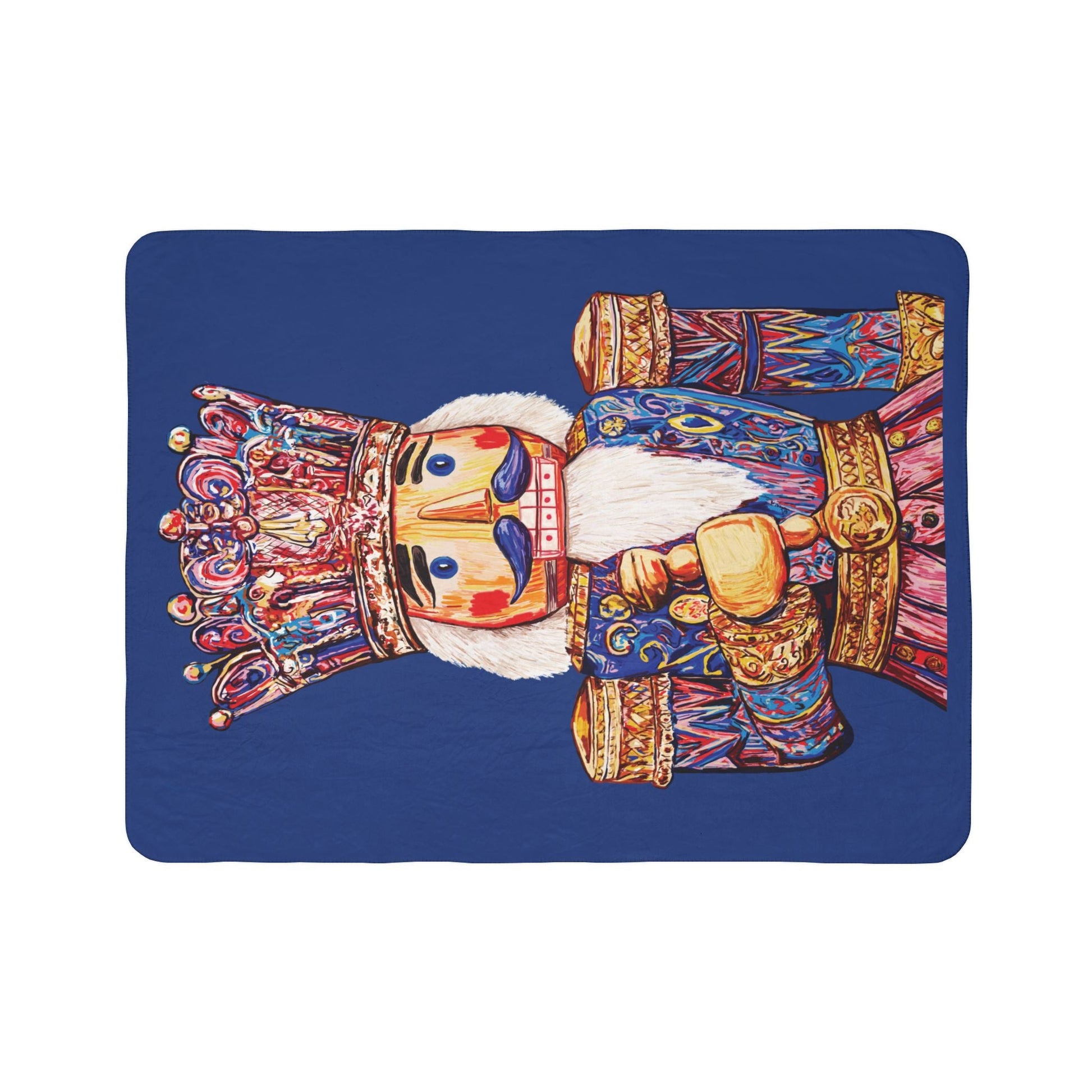 Nutcracker Fleece Sherpa Throw Blanket - Blue Cava