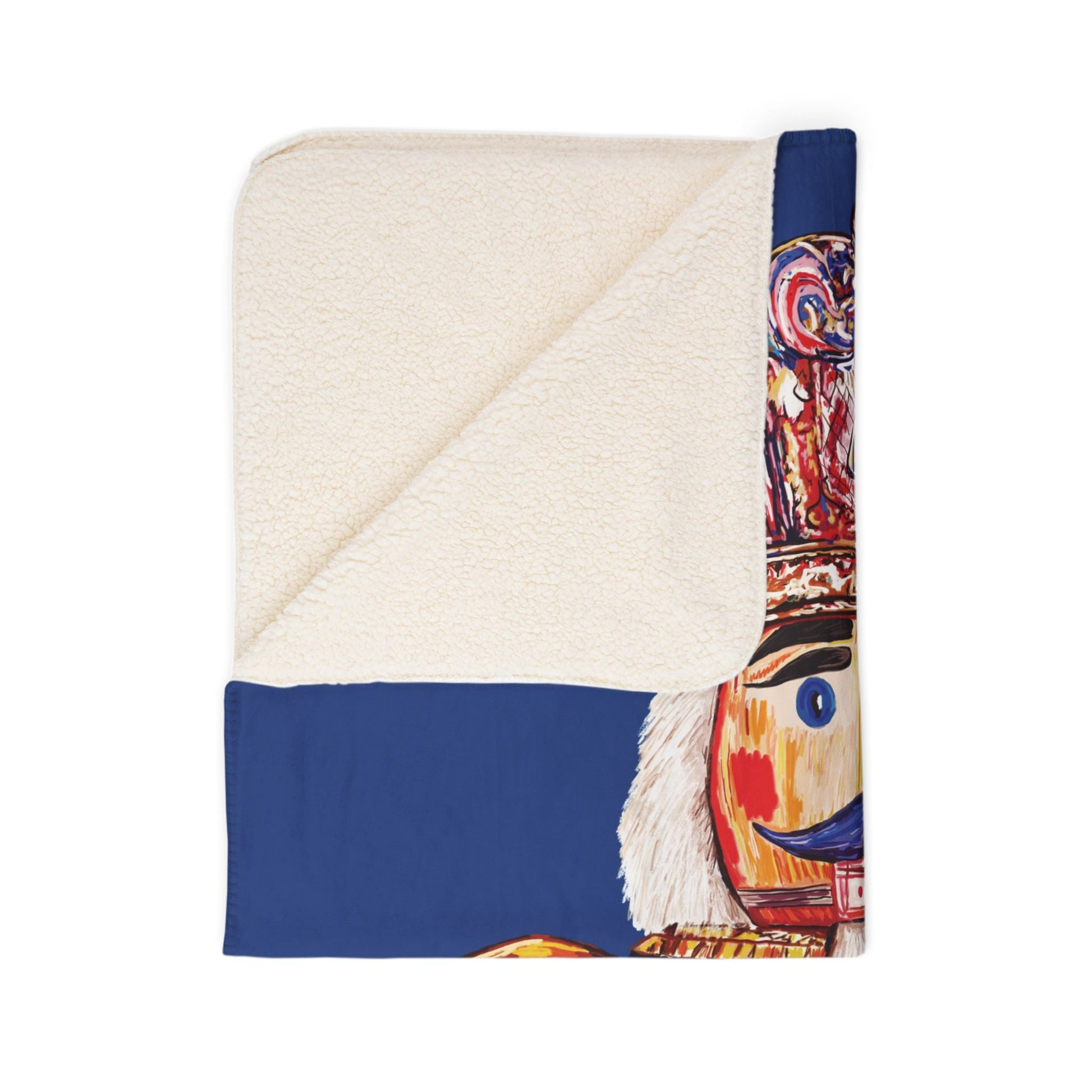 Nutcracker Fleece Sherpa Throw Blanket - Blue Cava