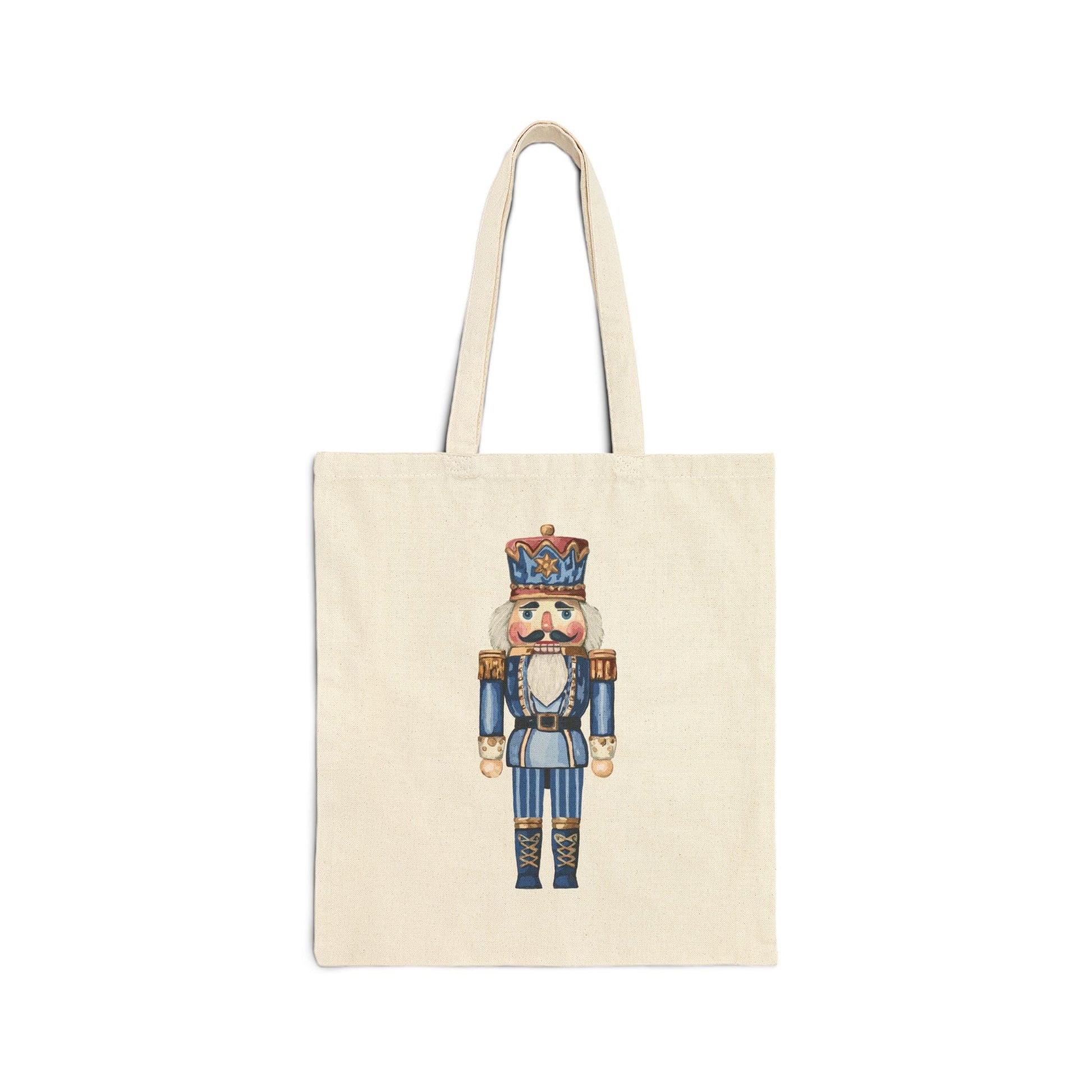 Nutcracker Holiday Cotton Canvas Tote Bag, Christmas Gift Bag, Reusable Grocery Bag, Eco - Friendly Bag - Blue Cava