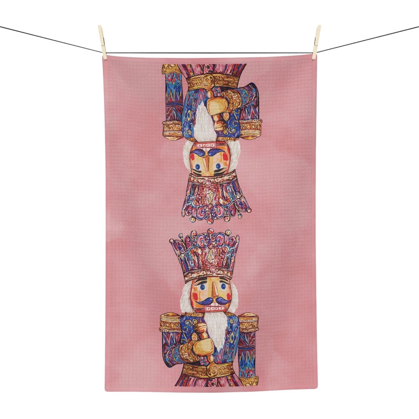 Nutcracker Holiday Microfiber Waffle Kitchen Towel - Blue Cava
