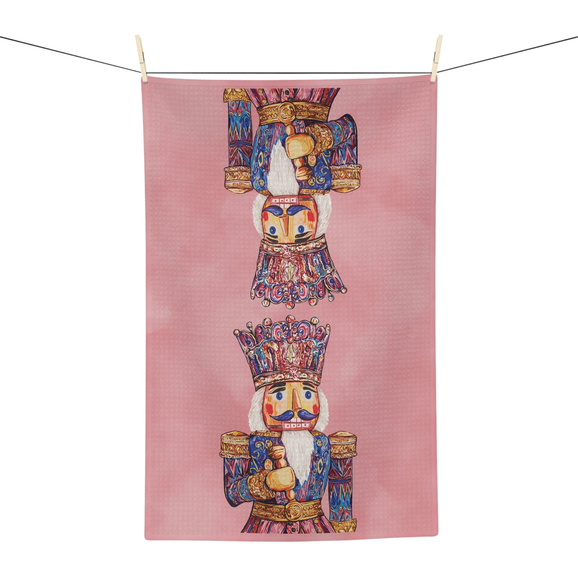Nutcracker Holiday Microfiber Waffle Kitchen Towel - Blue Cava