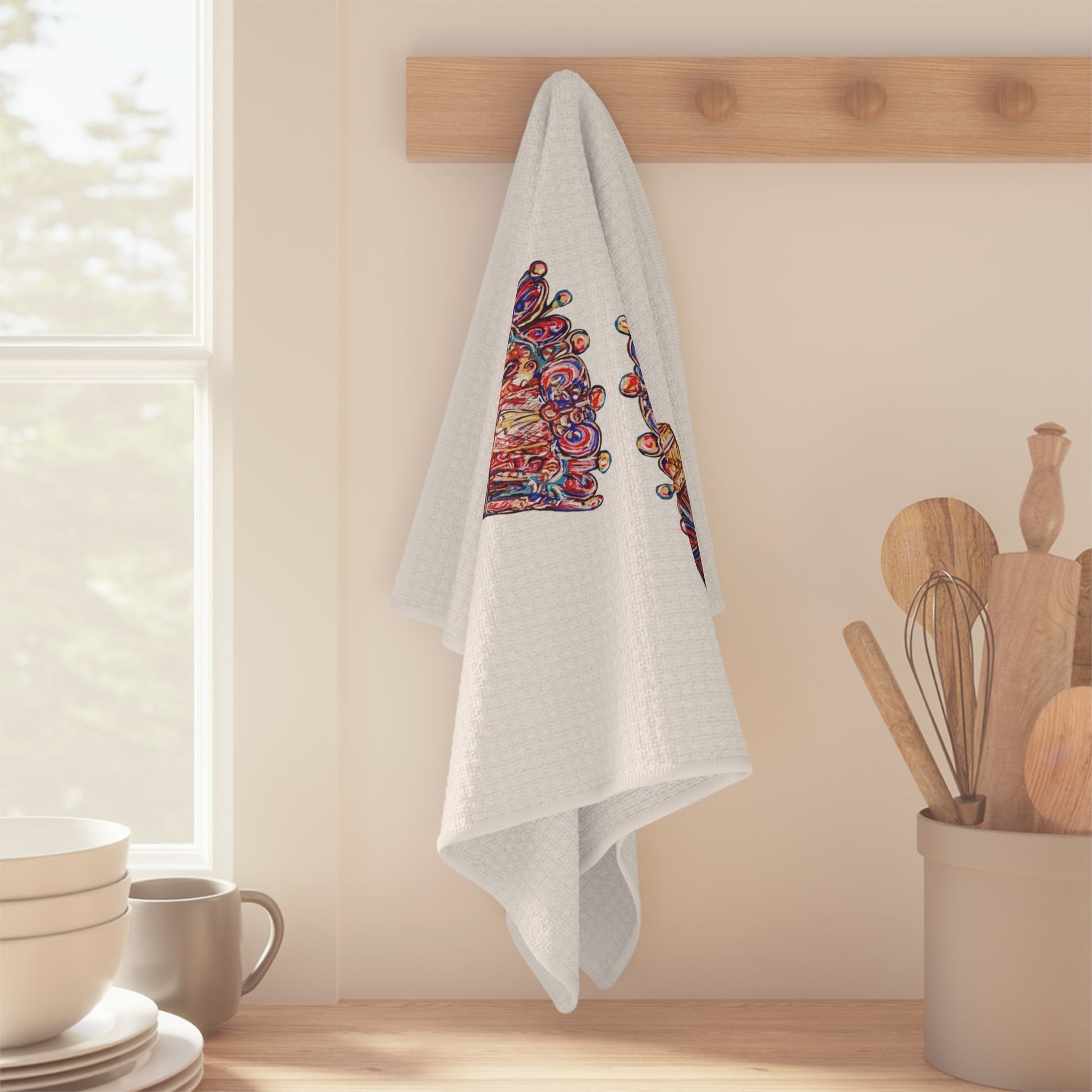 Nutcracker Microfiber Waffle Kitchen Towel - Blue Cava
