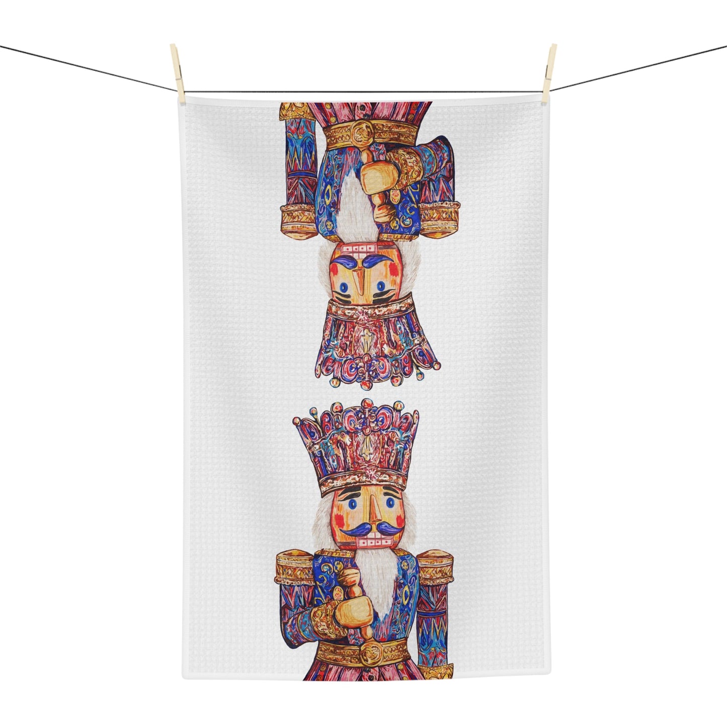 Nutcracker Microfiber Waffle Kitchen Towel - Blue Cava