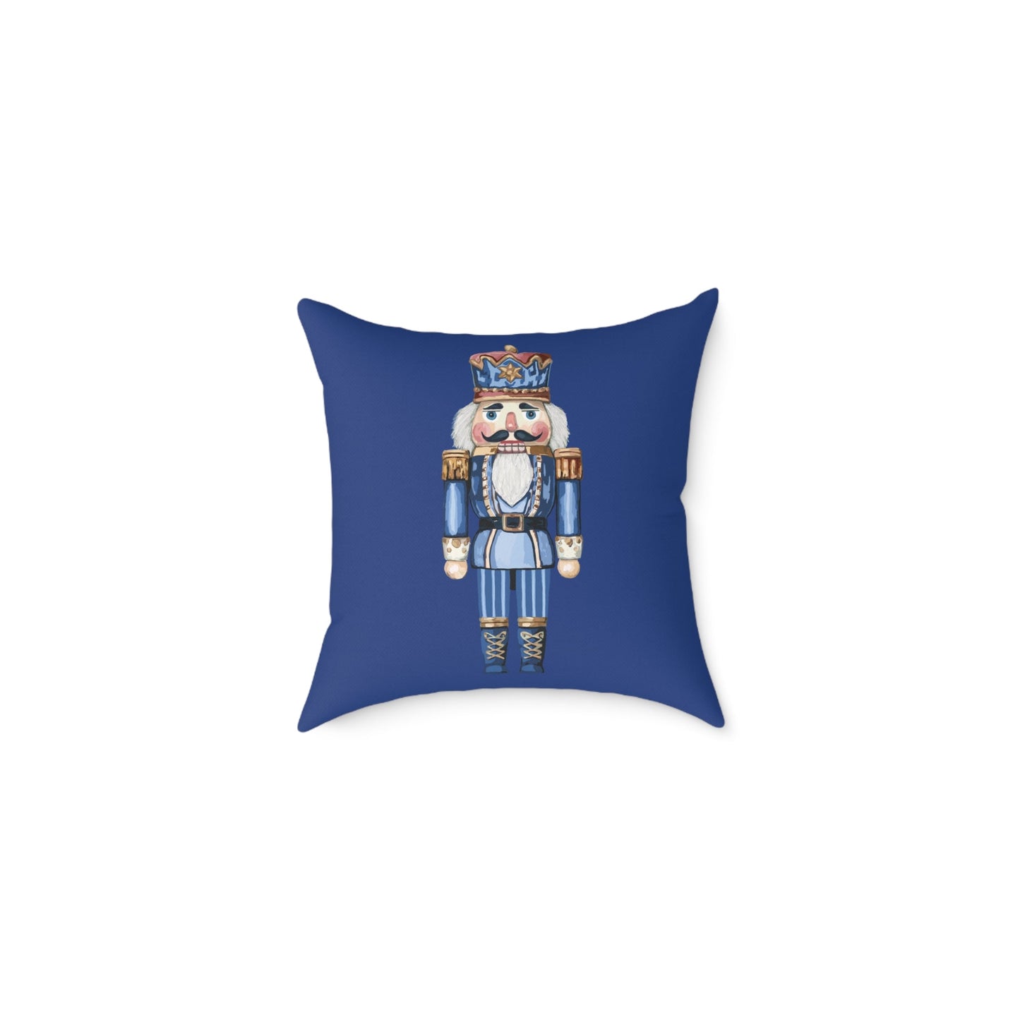 Nutcracker Square Canvas Pillow - Holiday Home Decor, Festive Christmas Decoration - Blue Cava