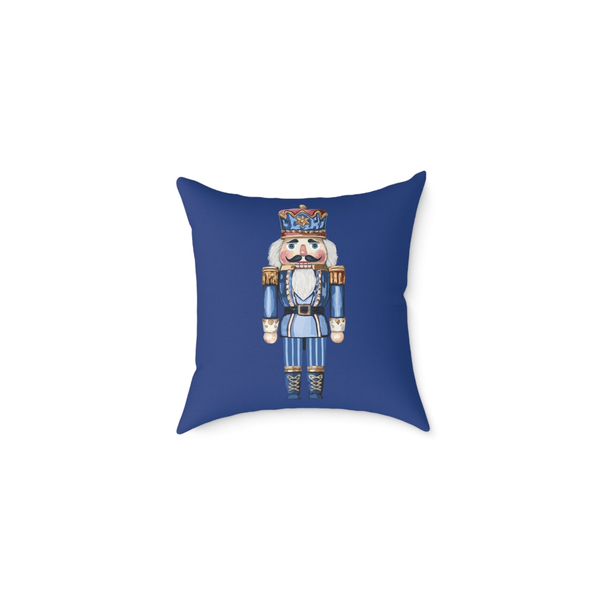 Nutcracker Square Canvas Pillow - Holiday Home Decor, Festive Christmas Decoration - Blue Cava