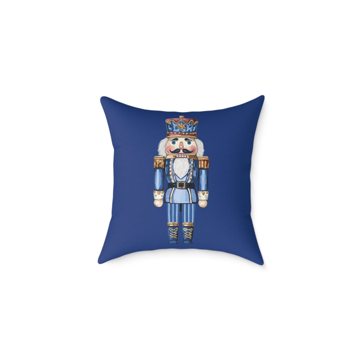 Nutcracker Square Canvas Pillow - Holiday Home Decor, Festive Christmas Decoration - Blue Cava